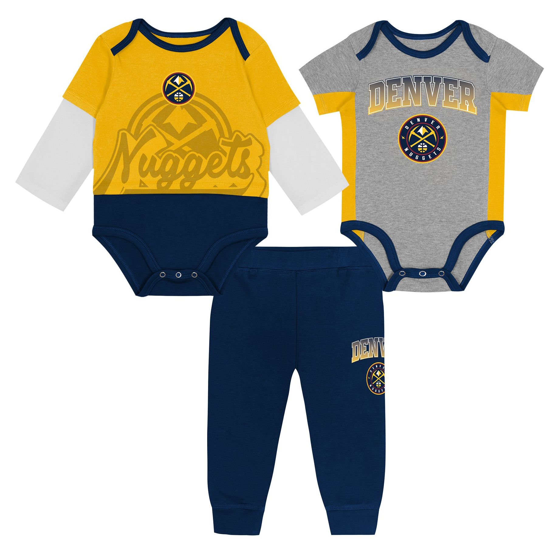 NBA Infant Denver Nuggets 3-Piece Creeper Set