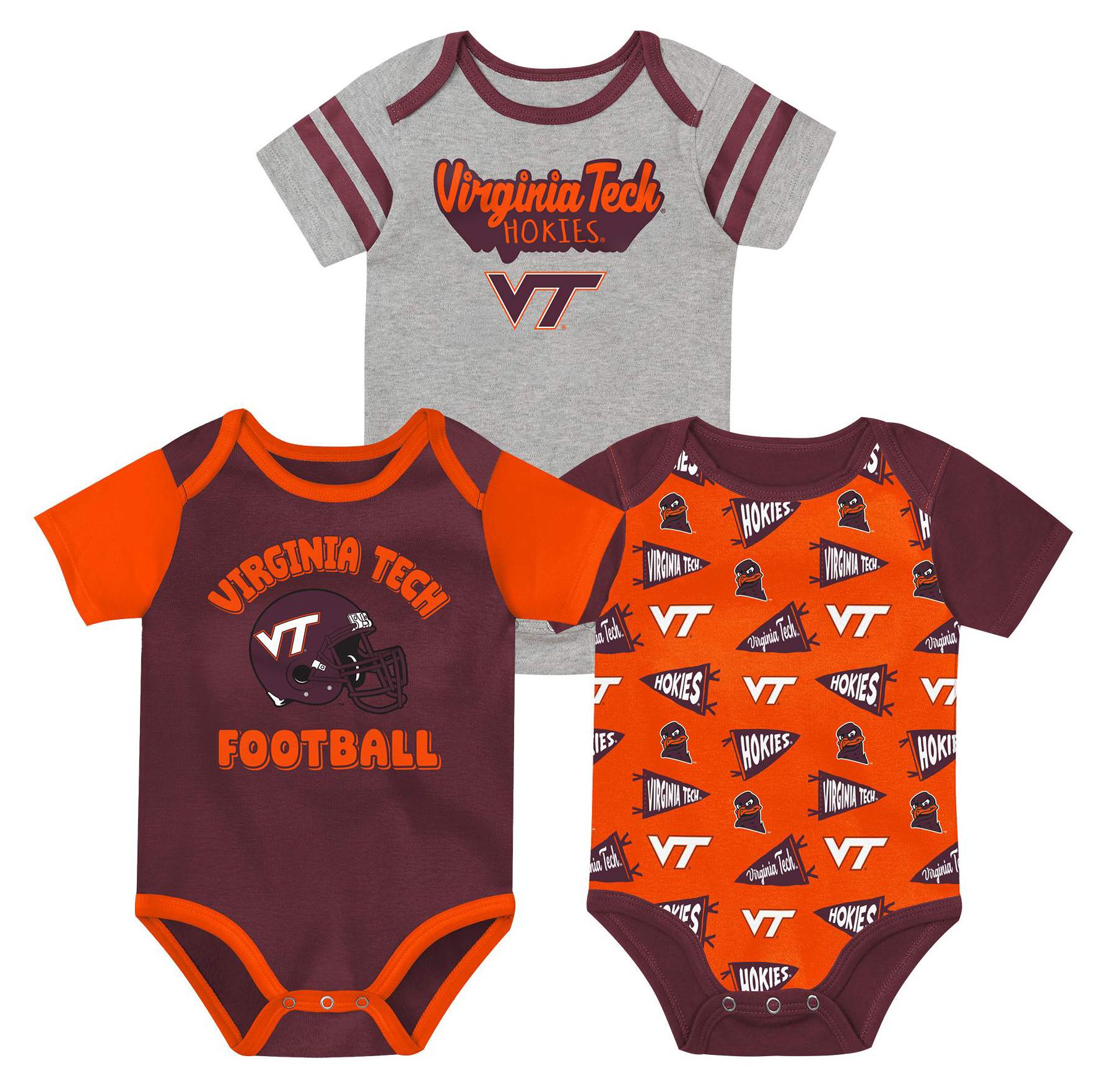 NCAA Infant Virginia Tech Hokies Maroon Star Player Set