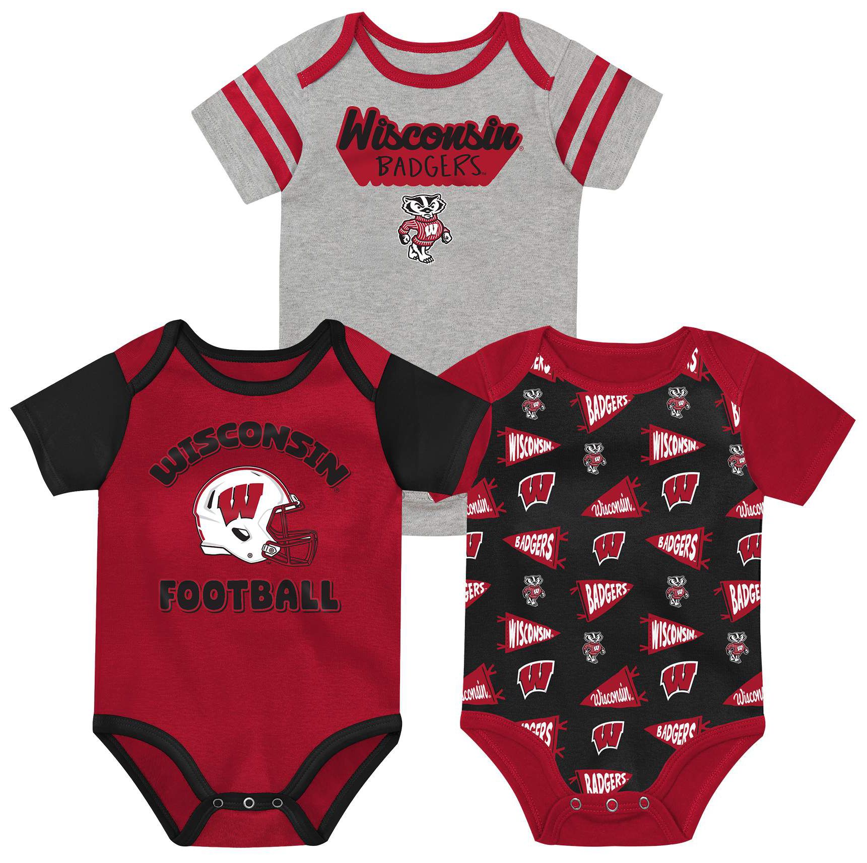 NCAA Infant Wisconsin Badgers Dark Red Star Player Set