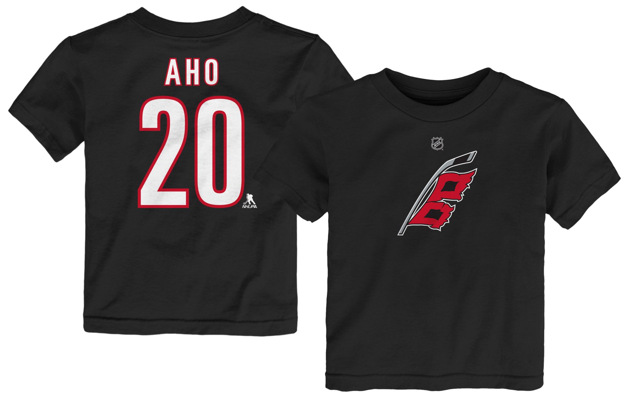 NHL Toddler Carolina Hurricanes Sebastian Aho #20 Black T-Shirt