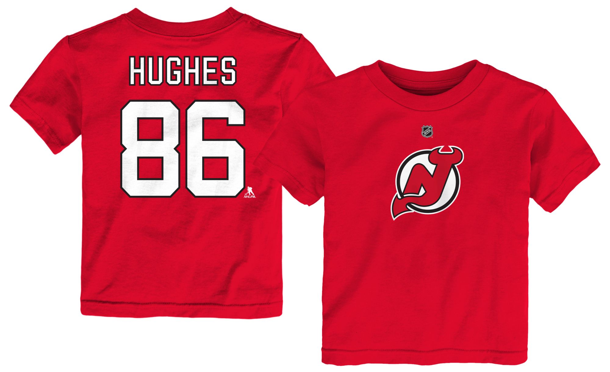 NHL Toddler New Jersey Devils Jack Hughes #86 University Red T-Shirt