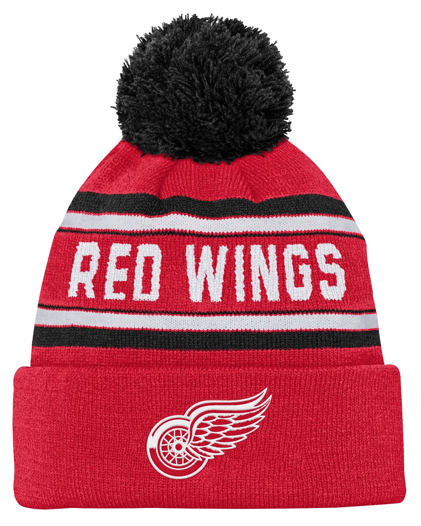 NHL Youth Detroit Red Wings Jacquard Pom Knit Hat