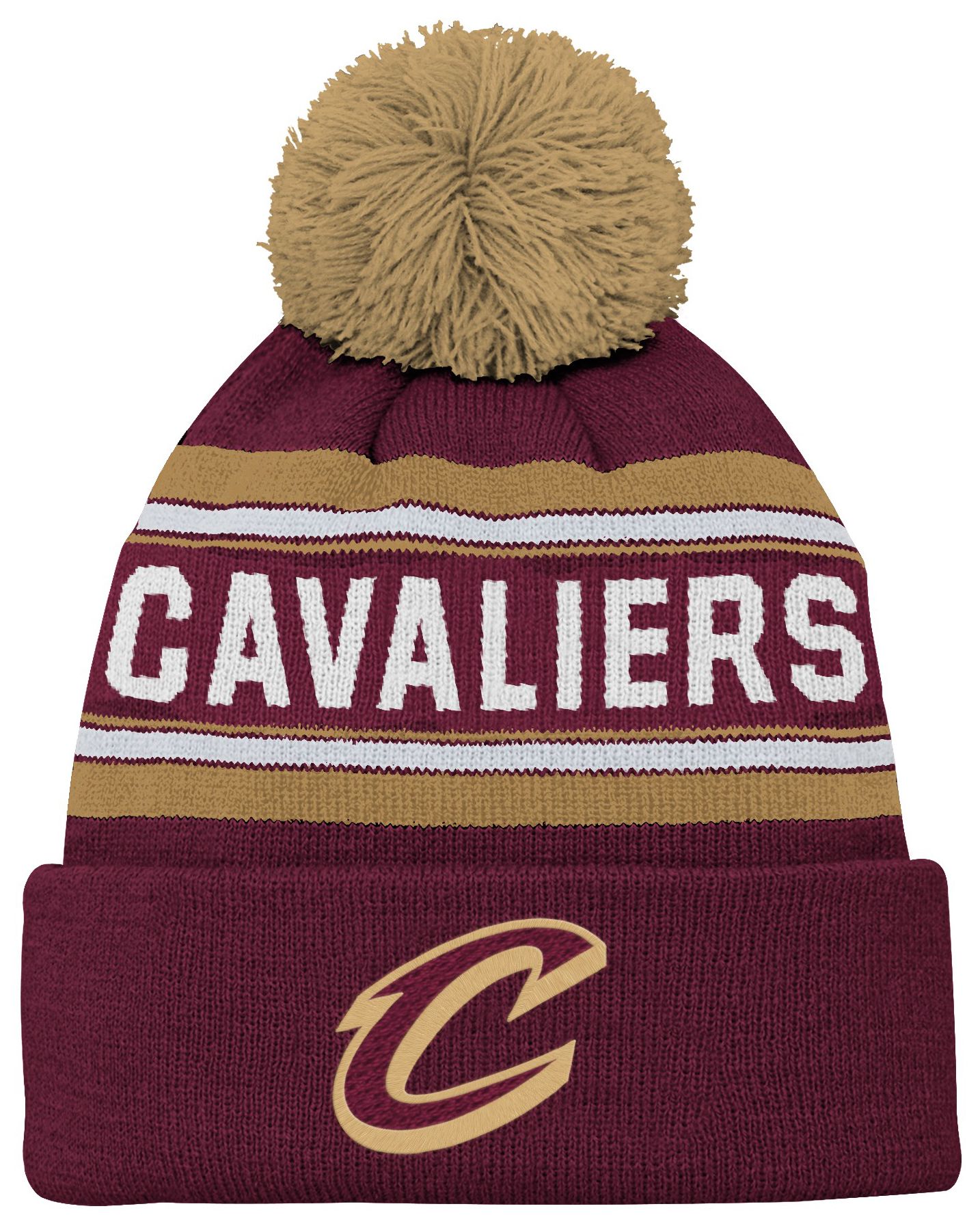 Youth Outerstuff  Wine Cleveland Cavaliers Backboard Jacquard Cuffed Knit Hat with Pom