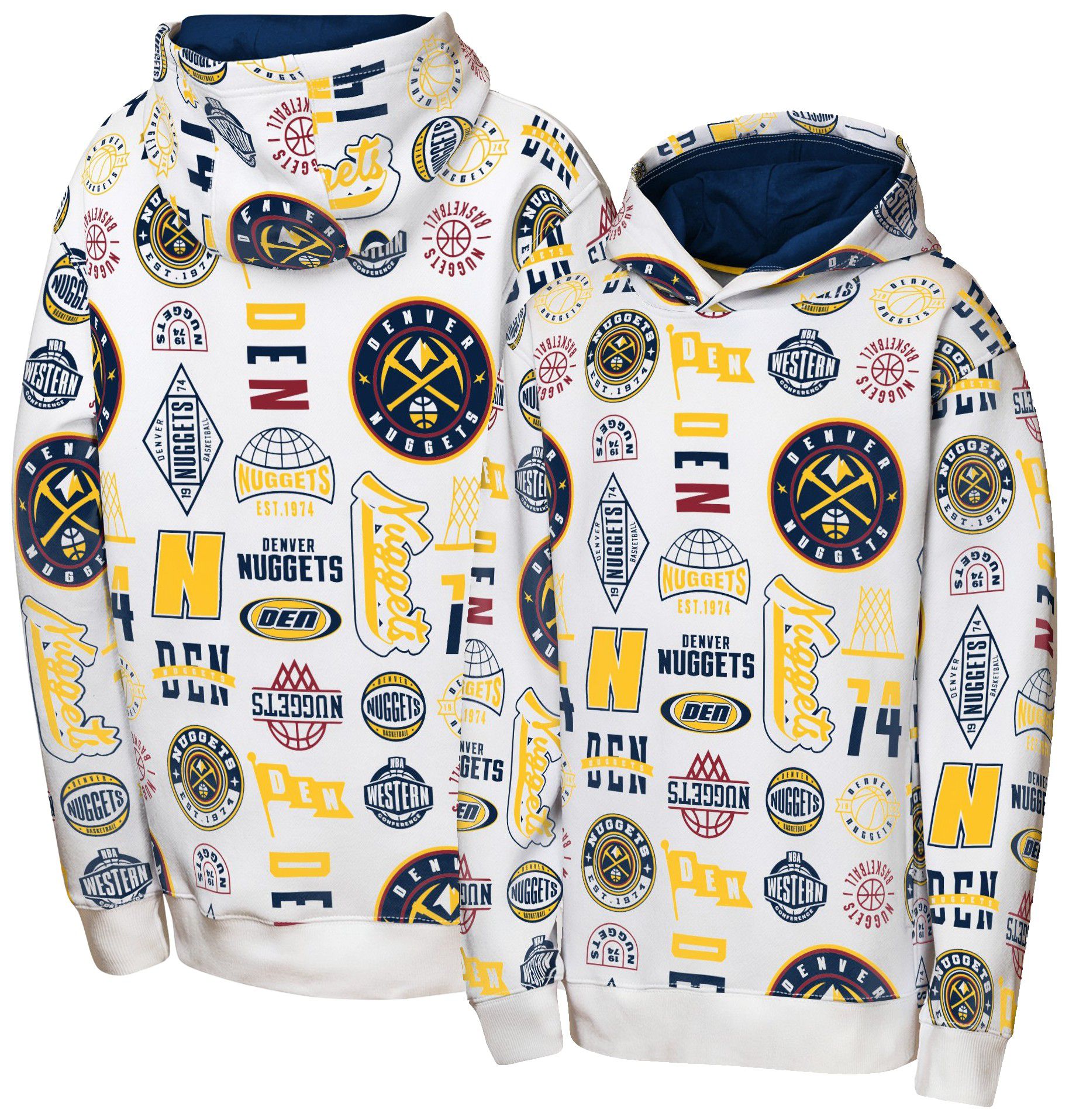 NBA Team Apparel Youth Denver Nuggets 3 and D All Over Print Hoodie