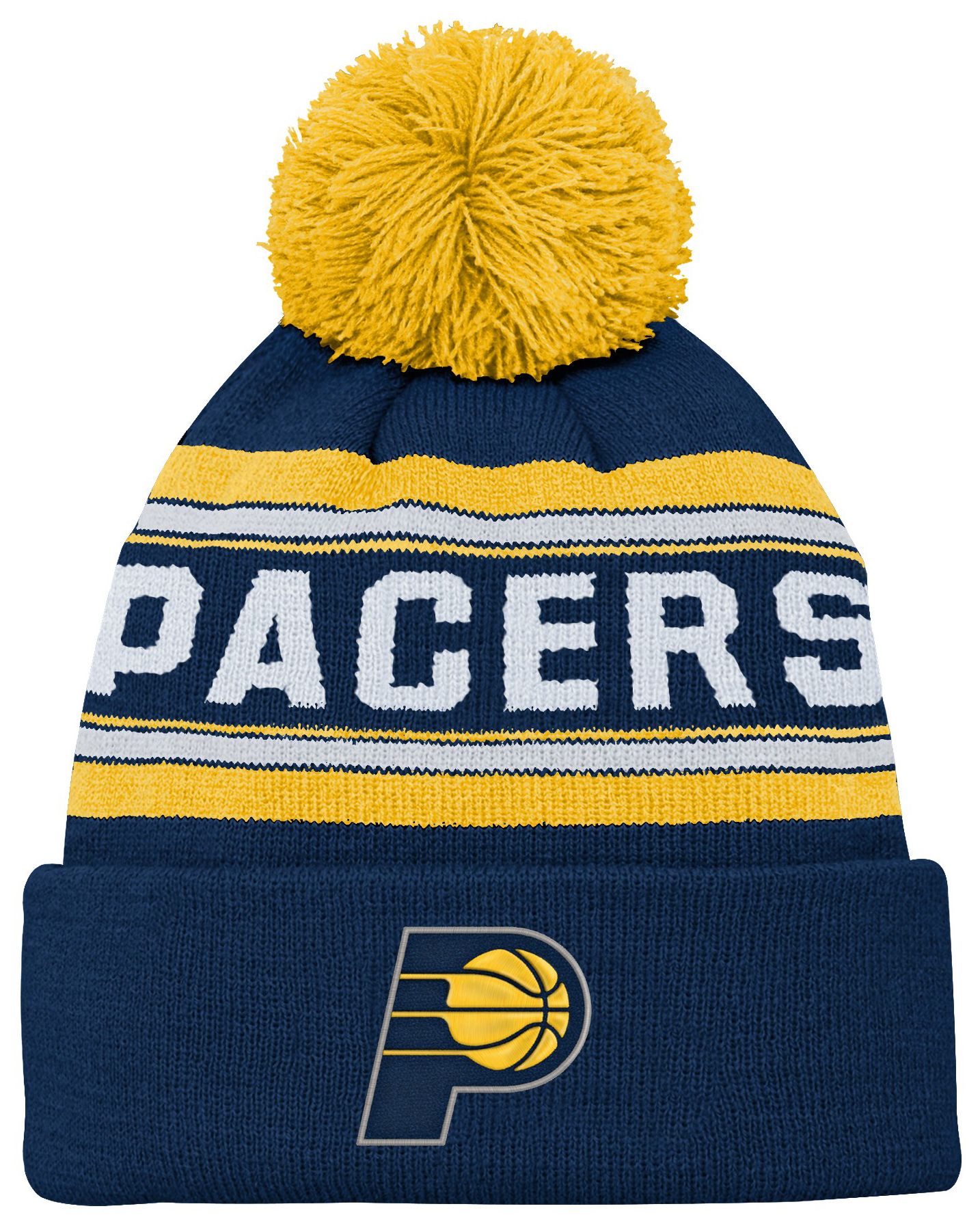 Youth Outerstuff  Navy Indiana Pacers Backboard Jacquard Cuffed Knit Hat with Pom