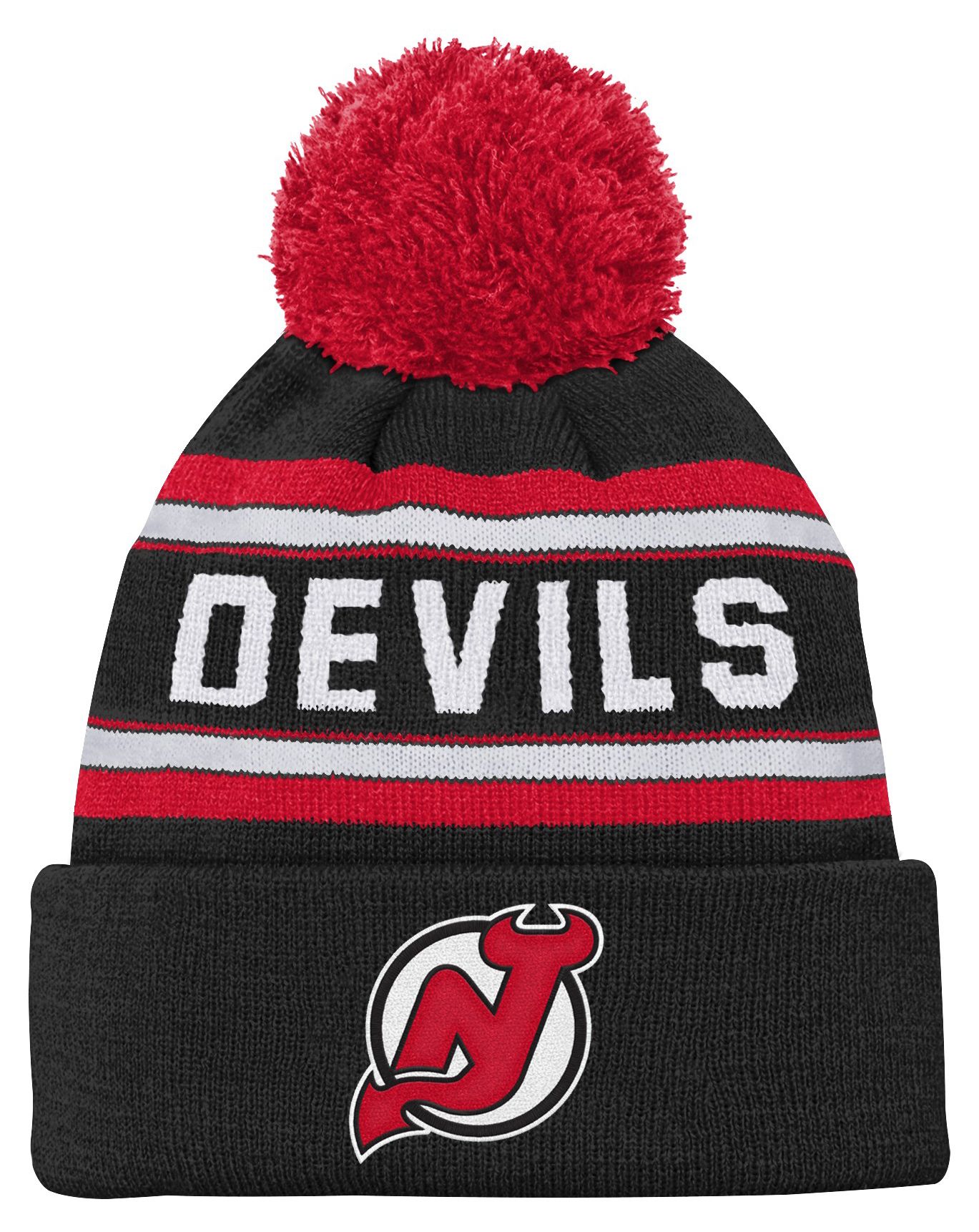 NHL Youth New Jersey Devils Jacquard Pom Knit Hat