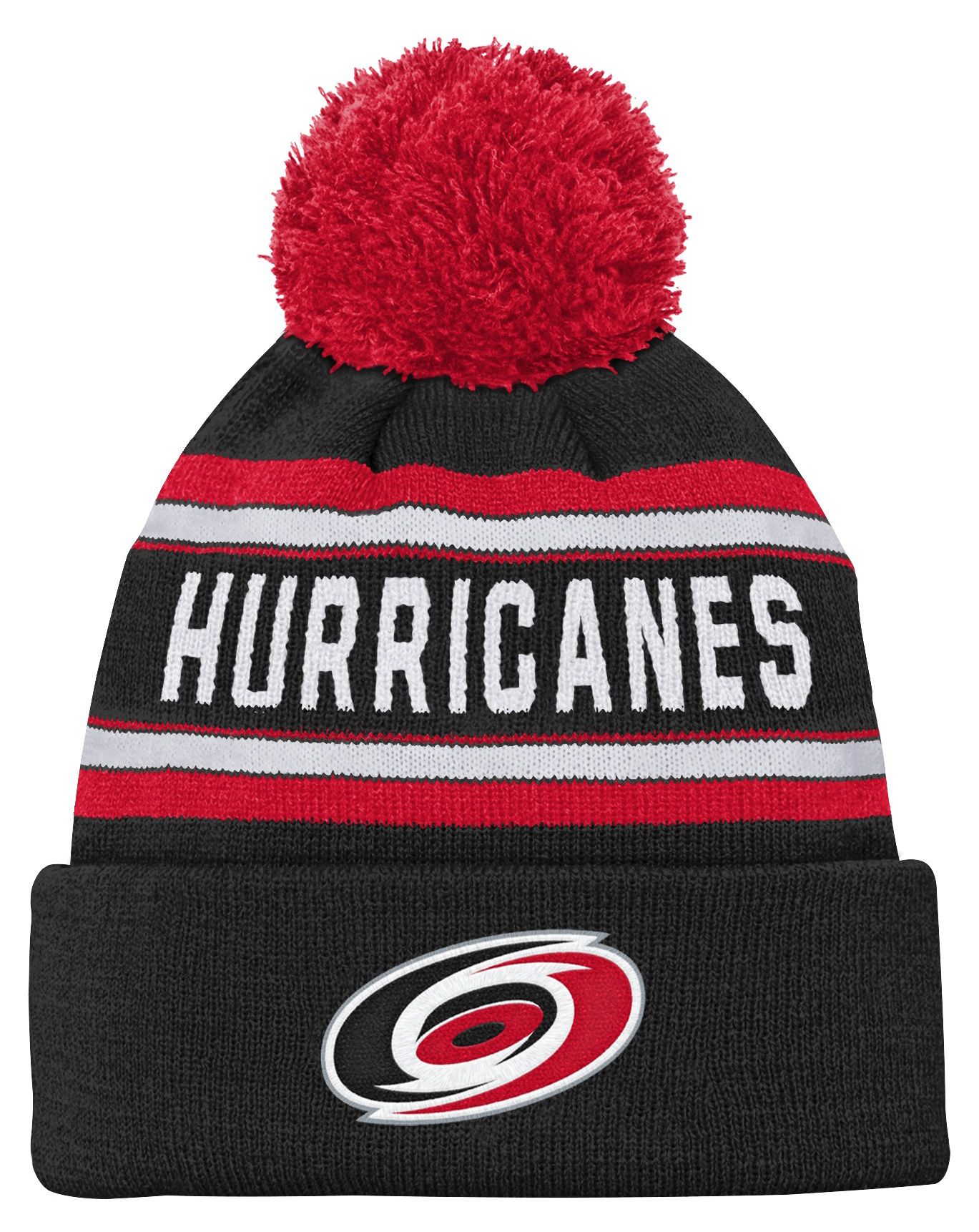 NHL Youth Carolina Hurricanes Jacquard Pom Knit Hat