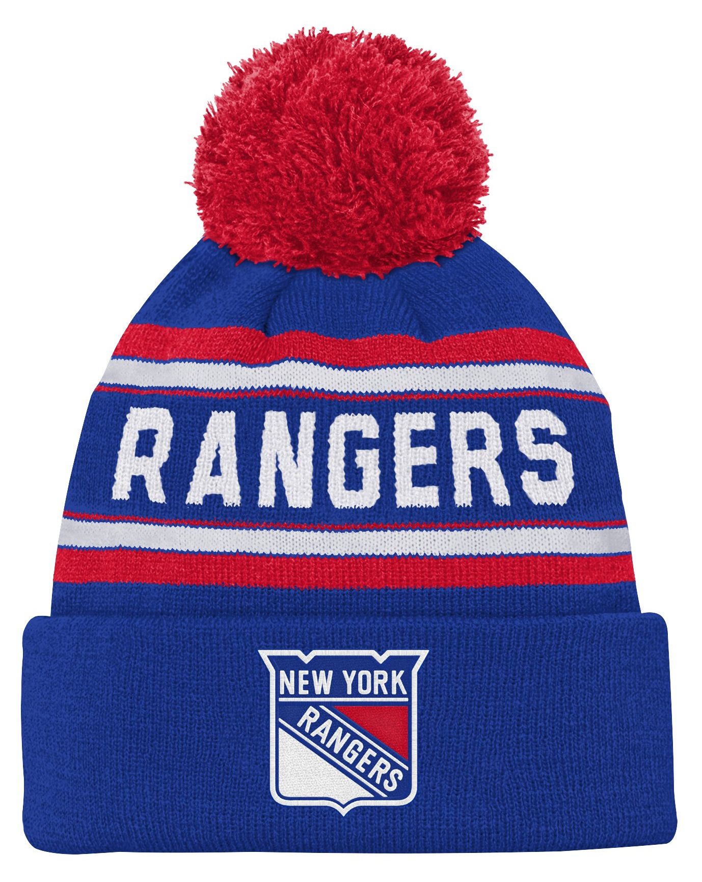 NHL Youth New York Rangers Jacquard Pom Knit Hat