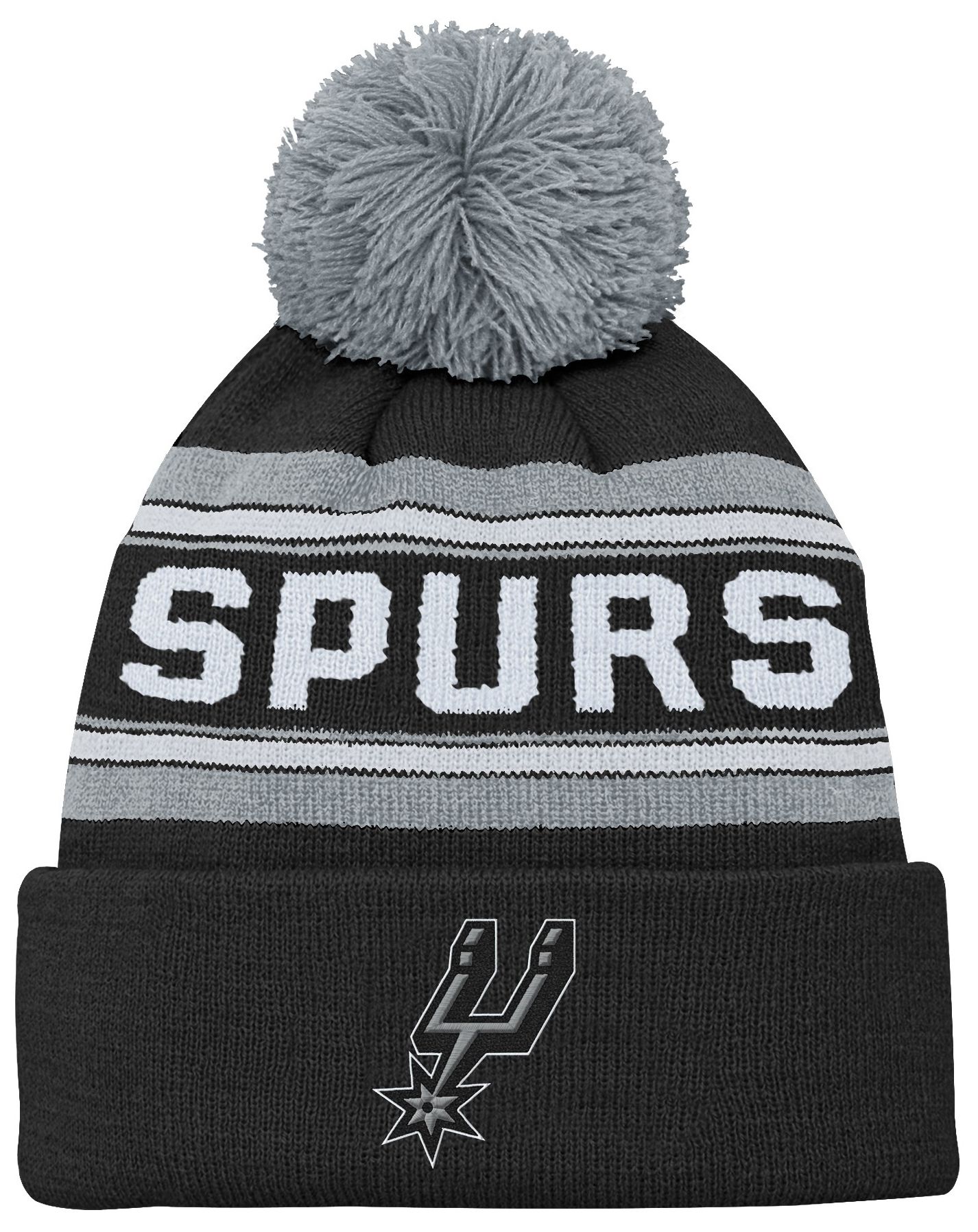Youth Outerstuff  Black San Antonio Spurs Backboard Jacquard Cuffed Knit Hat with Pom