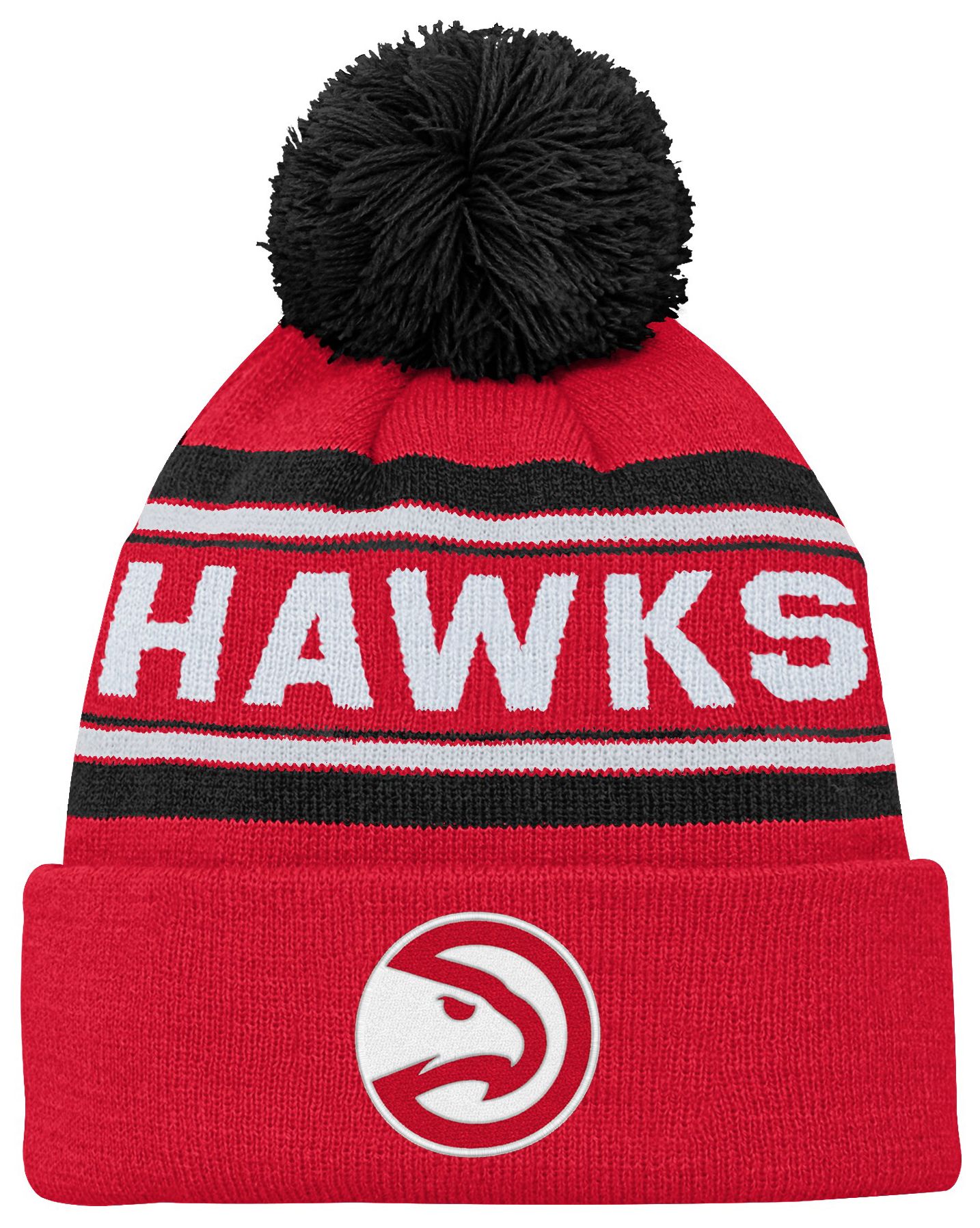 Youth Outerstuff  Red Atlanta Hawks Backboard Jacquard Cuffed Knit Hat with Pom