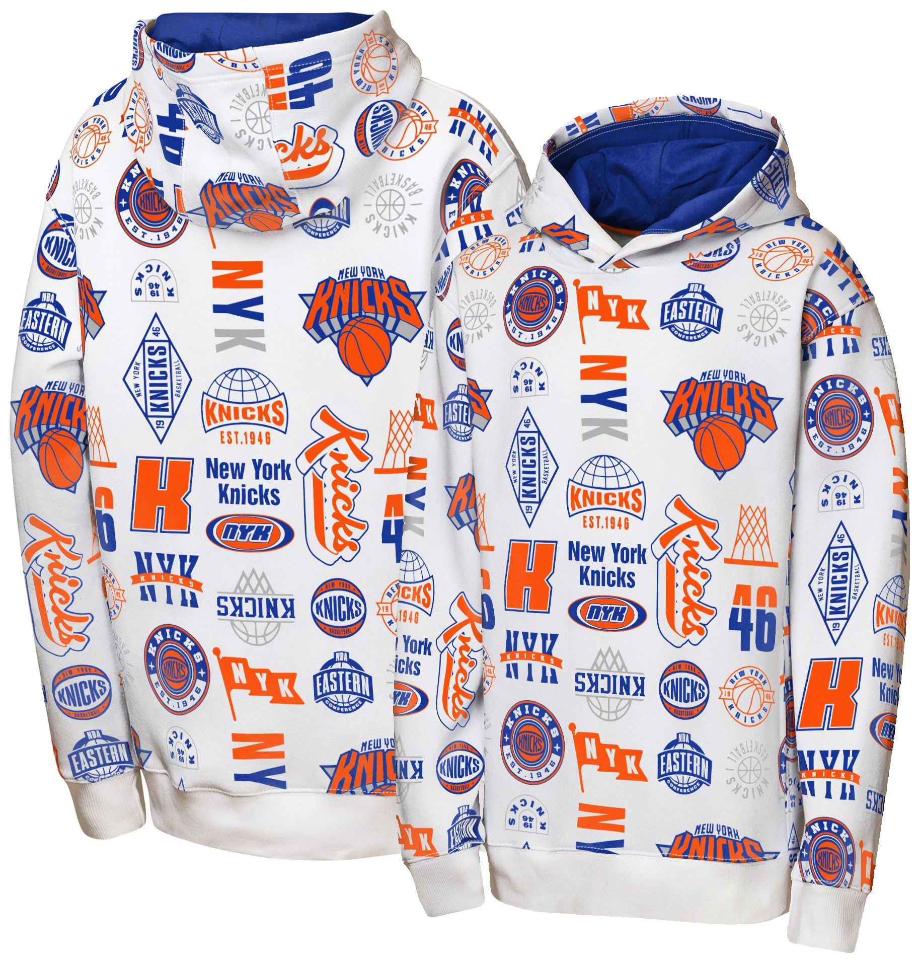 NBA Team Apparel Youth New York Knicks 3 and D All Over Print Hoodie