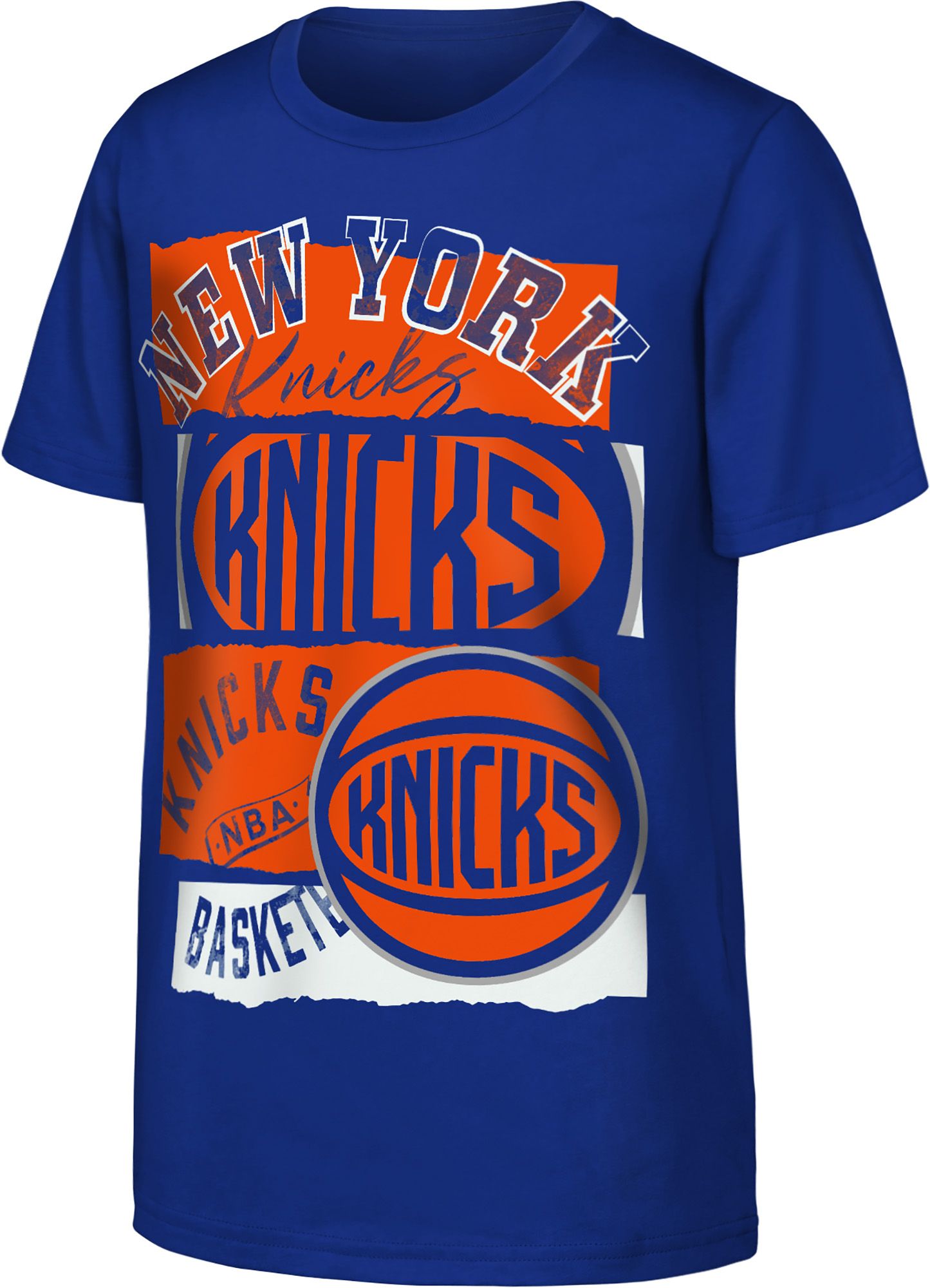 Outerstuff Youth New York Knicks Blue Wordmark Paint T-Shirt