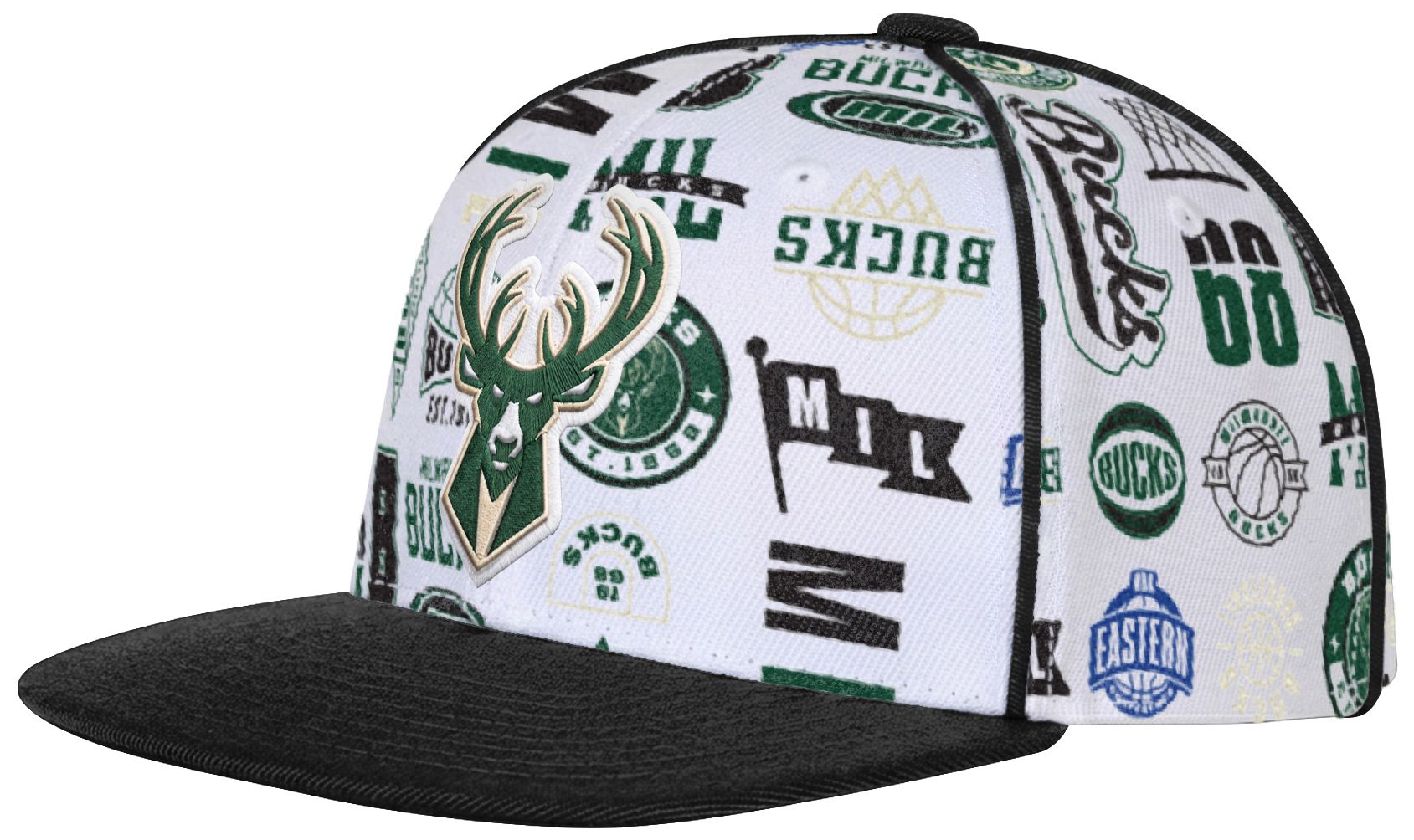 Outerstuff Youth Milwaukee Bucks White Piped Up Snapback Adjustable Hat