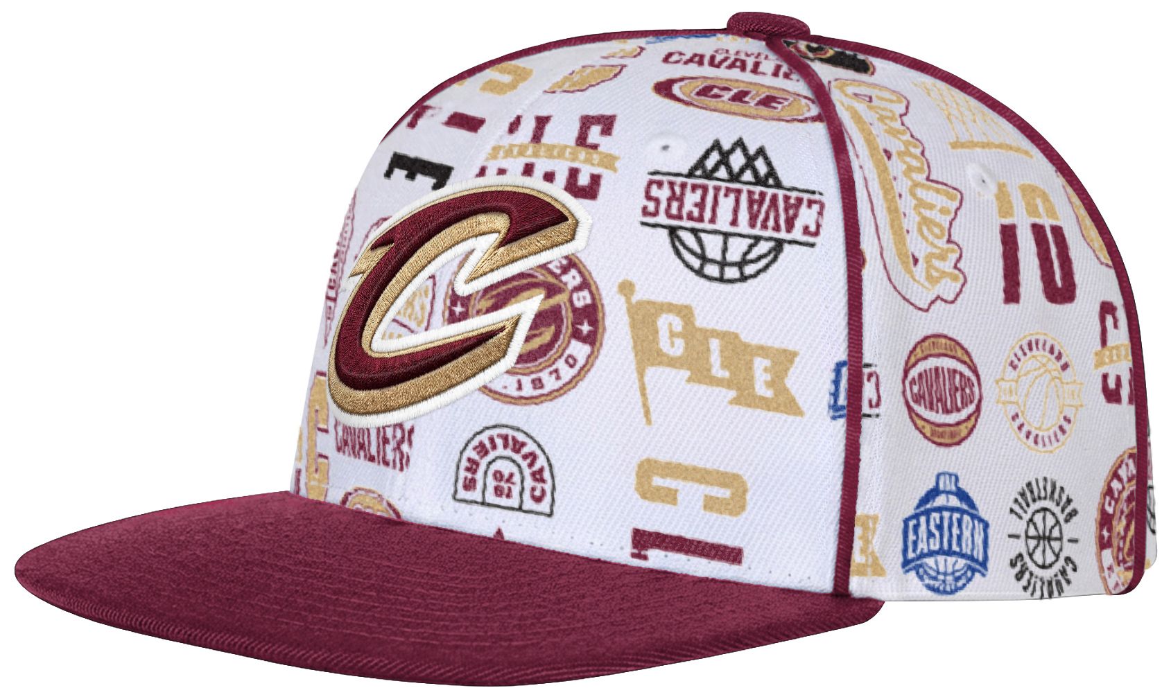 Outerstuff Youth Cleveland Cavaliers White Piped Up Snapback Adjustable Hat