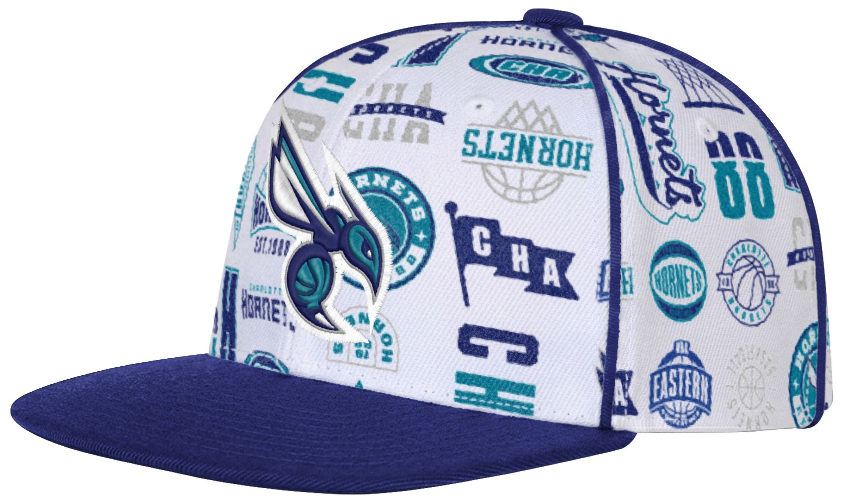 Outerstuff Youth Charlotte Hornets White Piped Up Snapback Adjustable Hat