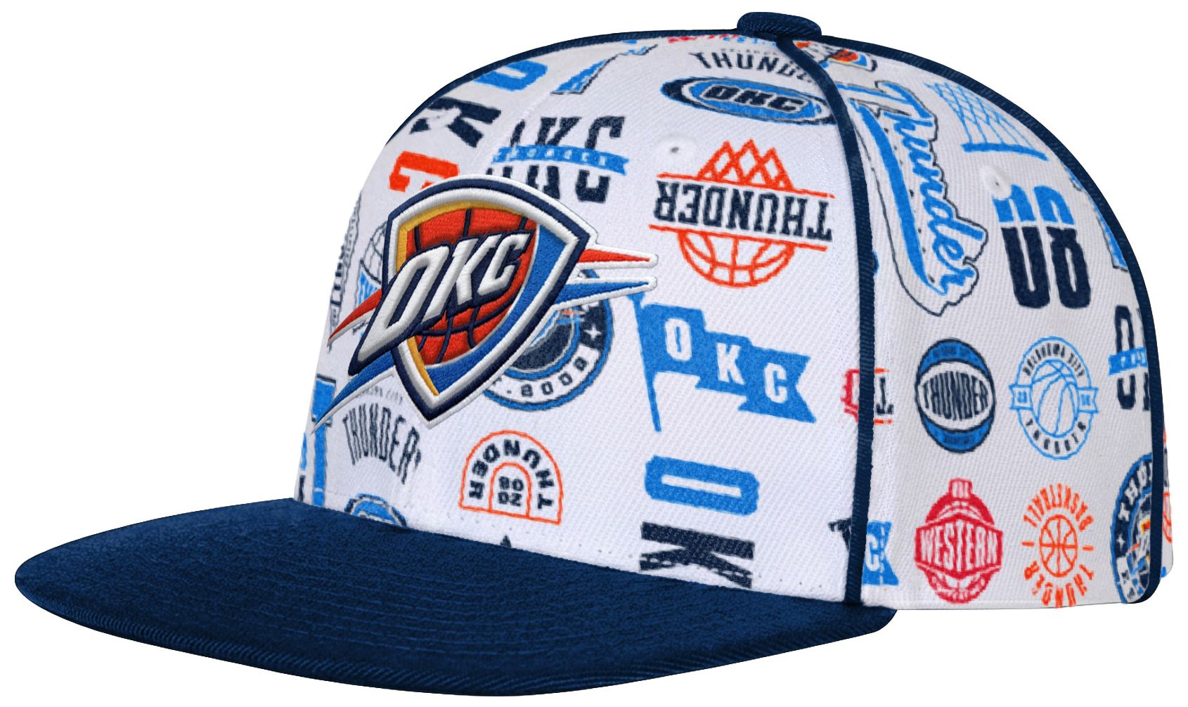 Outerstuff Youth Oklahoma City Thunder White Piped Up Snapback Adjustable Hat
