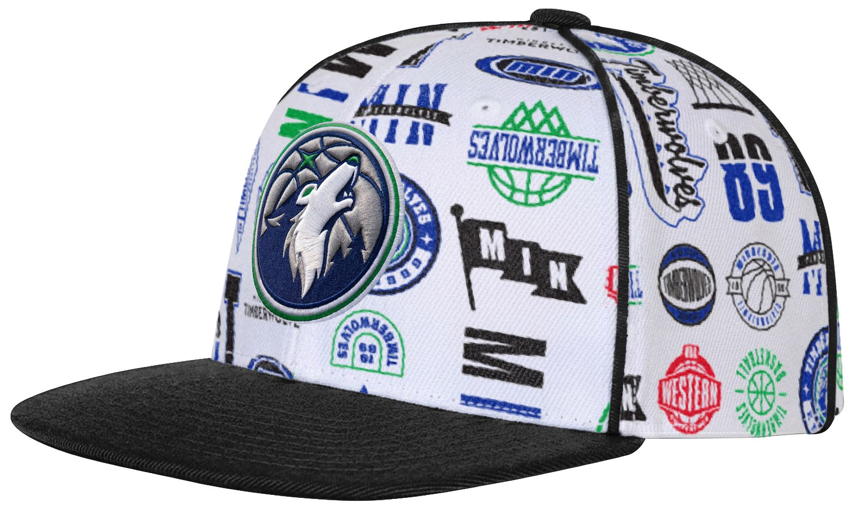 Outerstuff Youth Minnesota Timberwolves White Piped Up Snapback Adjustable Hat