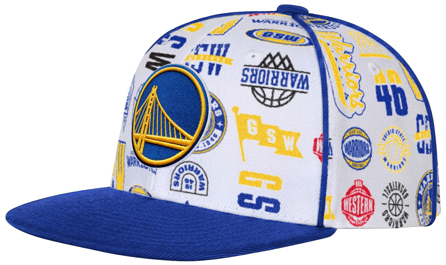 Outerstuff Youth Golden State Warriors White Piped Up Snapback Adjustable Hat
