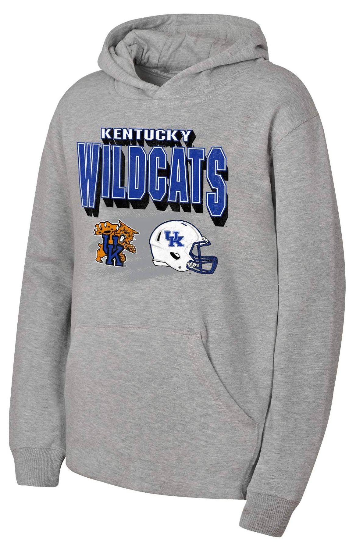 NCAA Youth Kentucky Wildcats Heather Gray Throwdown Crewneck Sweatshirt