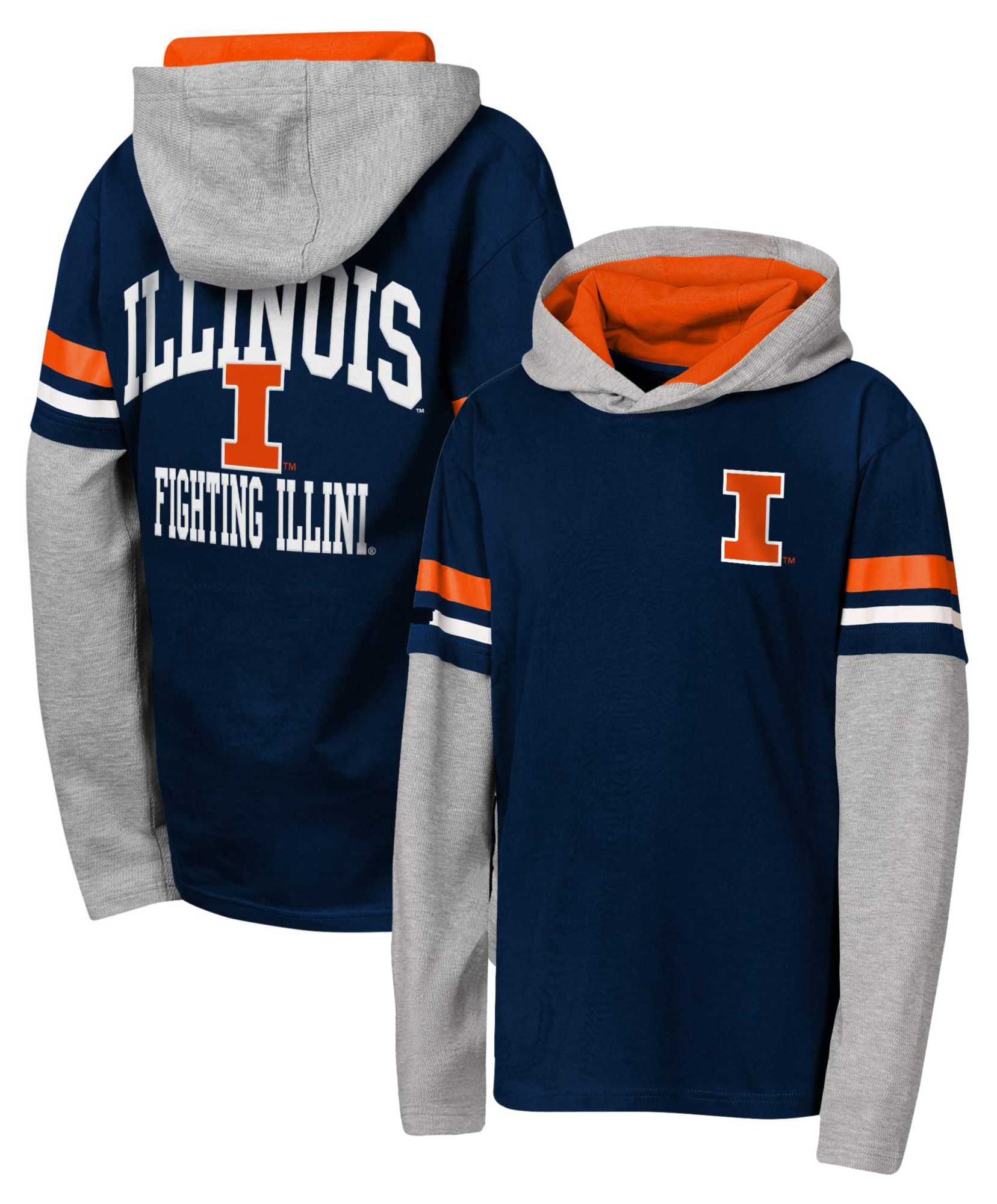 NCAA Youth Illinois Fighting Illini Navy Fair Catch Hoodie