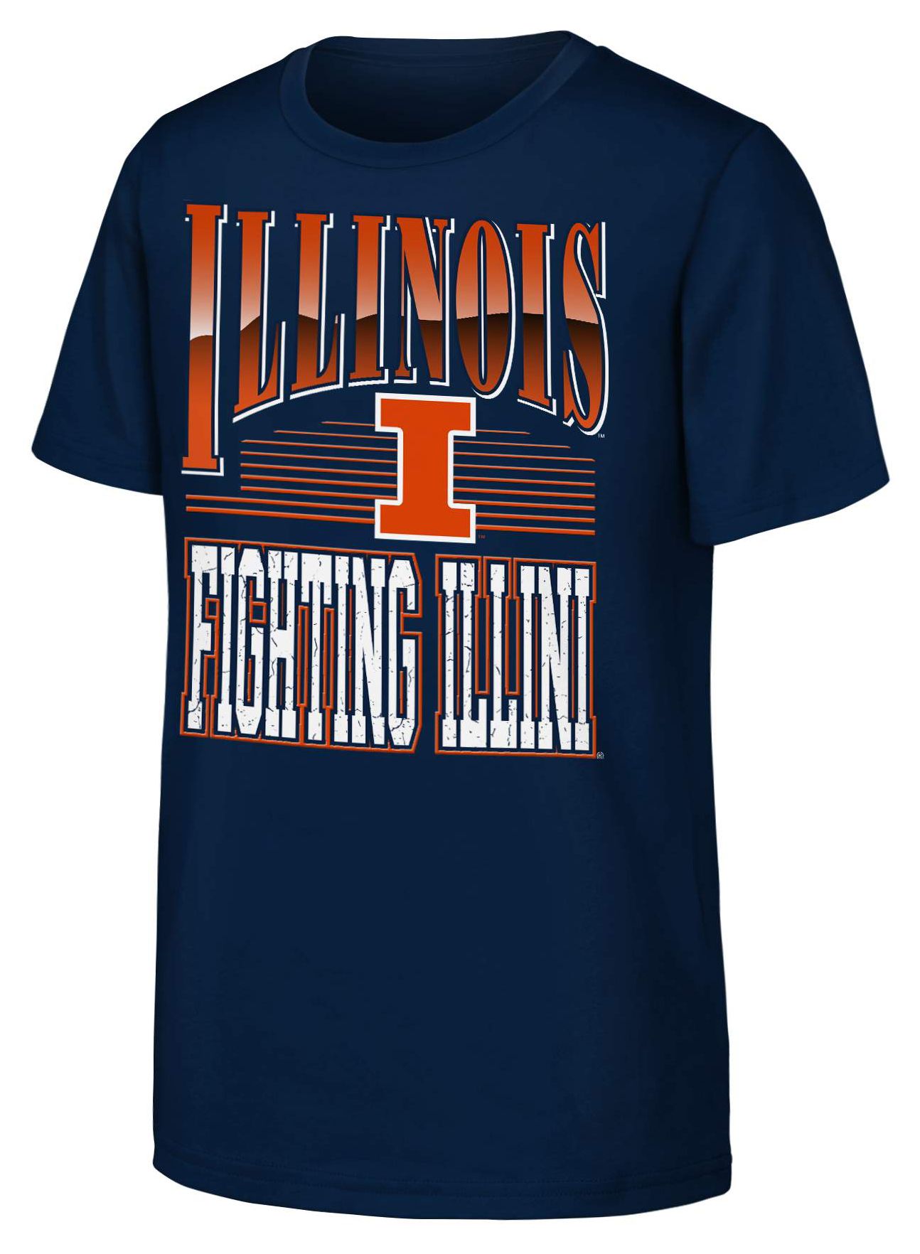 NCAA Youth Illinois Fighting Illini Navy Chrome Header T-Shirt