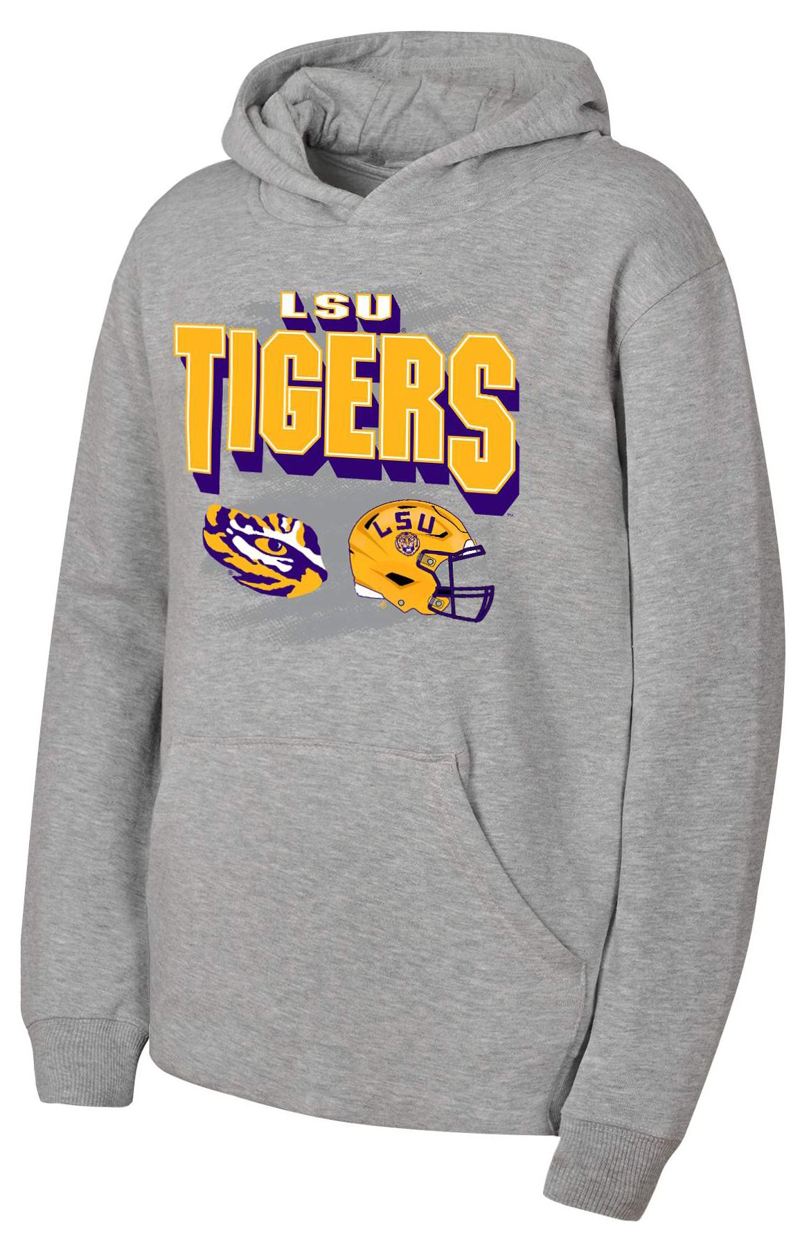 NCAA Youth LSU Tigers Heather Gray Throwdown Crewneck Sweatshirt