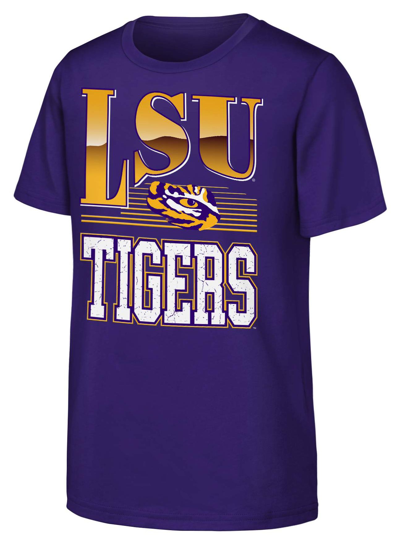 NCAA Youth LSU Tigers Purple Chrome Header T-Shirt