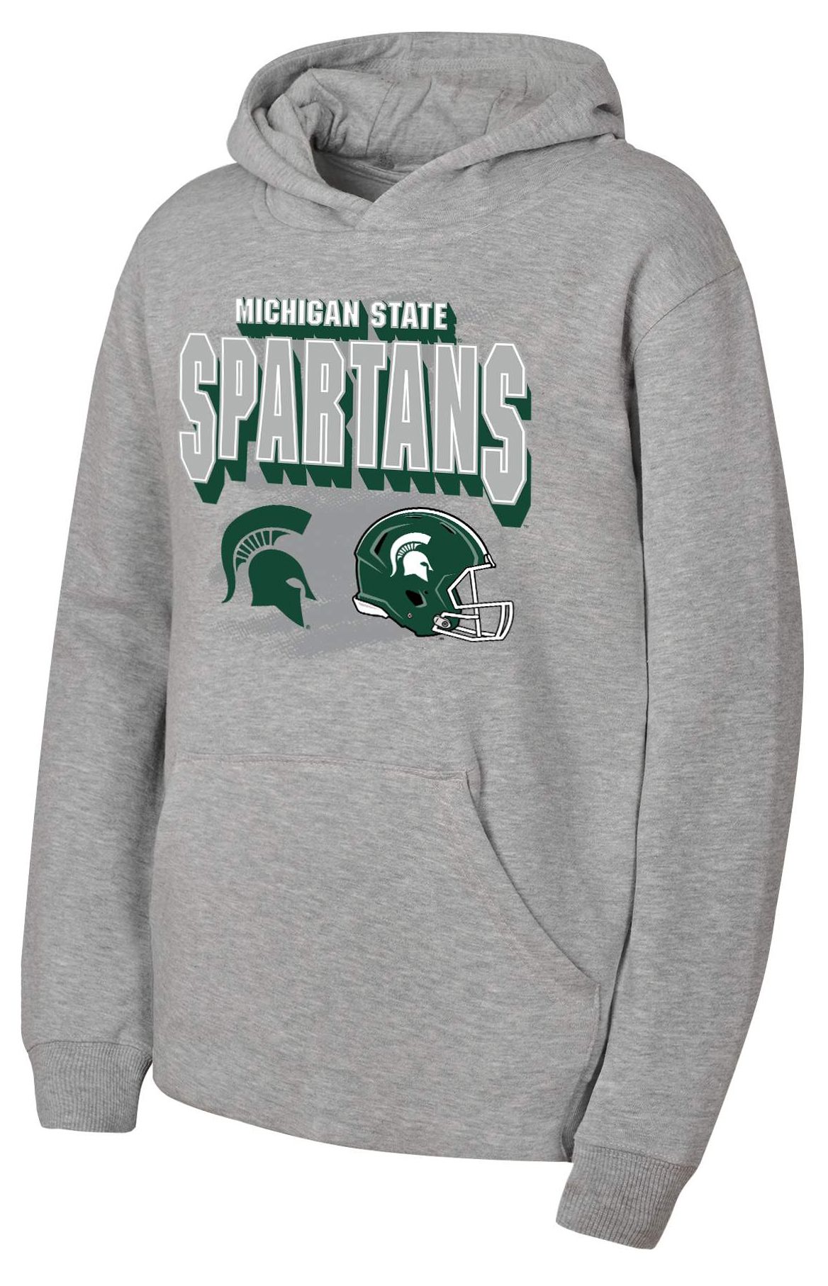 NCAA Youth Michigan State Spartans Heather Gray Throwdown Crewneck Sweatshirt