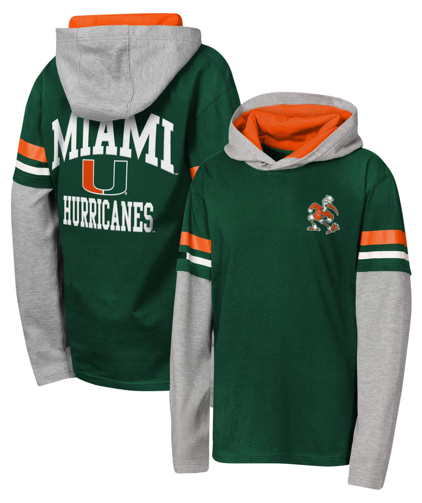 NCAA Youth Miami Hurricanes Green Fair Catch Hoodie