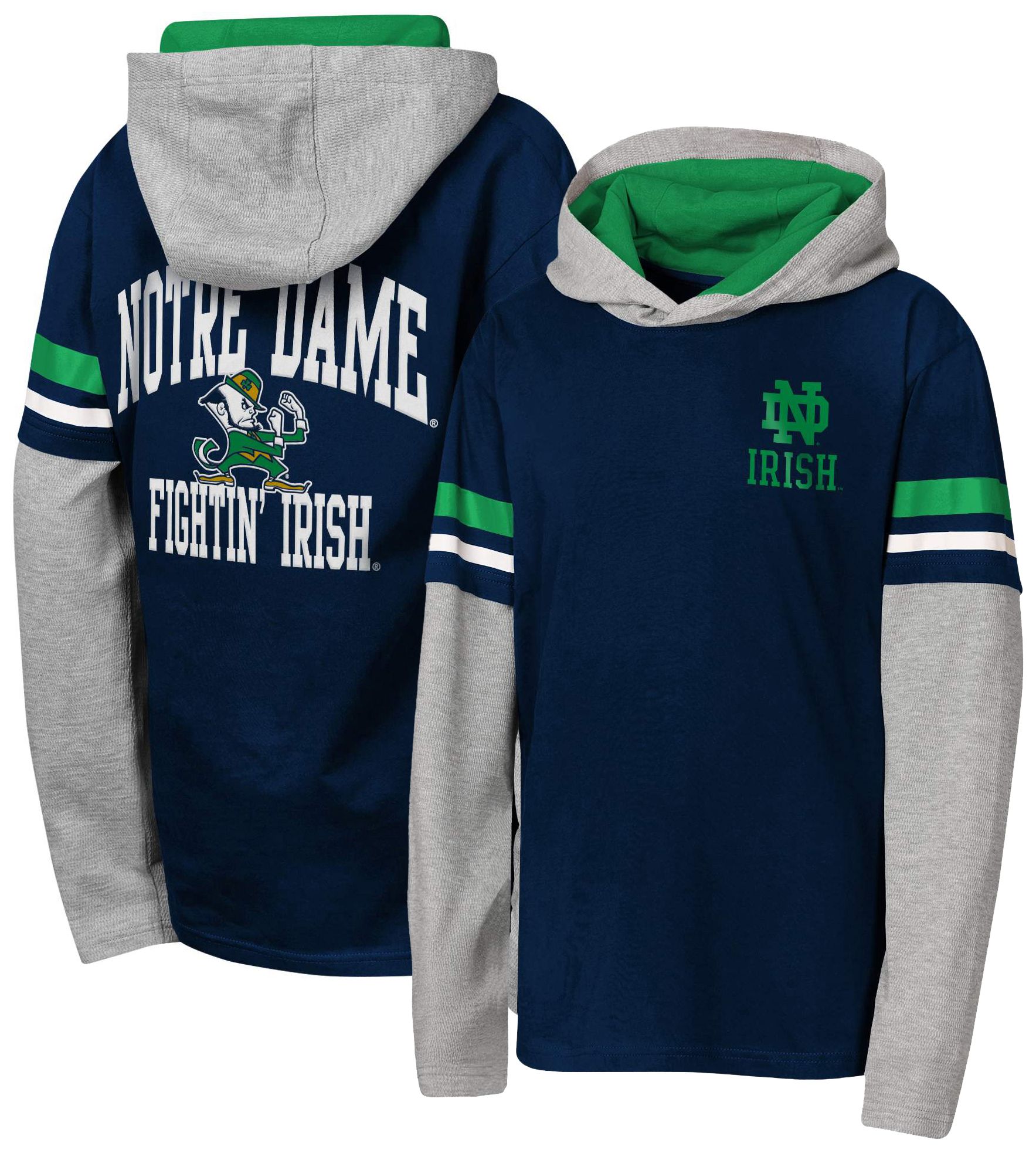 NCAA Youth Notre Dame Fighting Irish Navy Fair Catch Hoodie