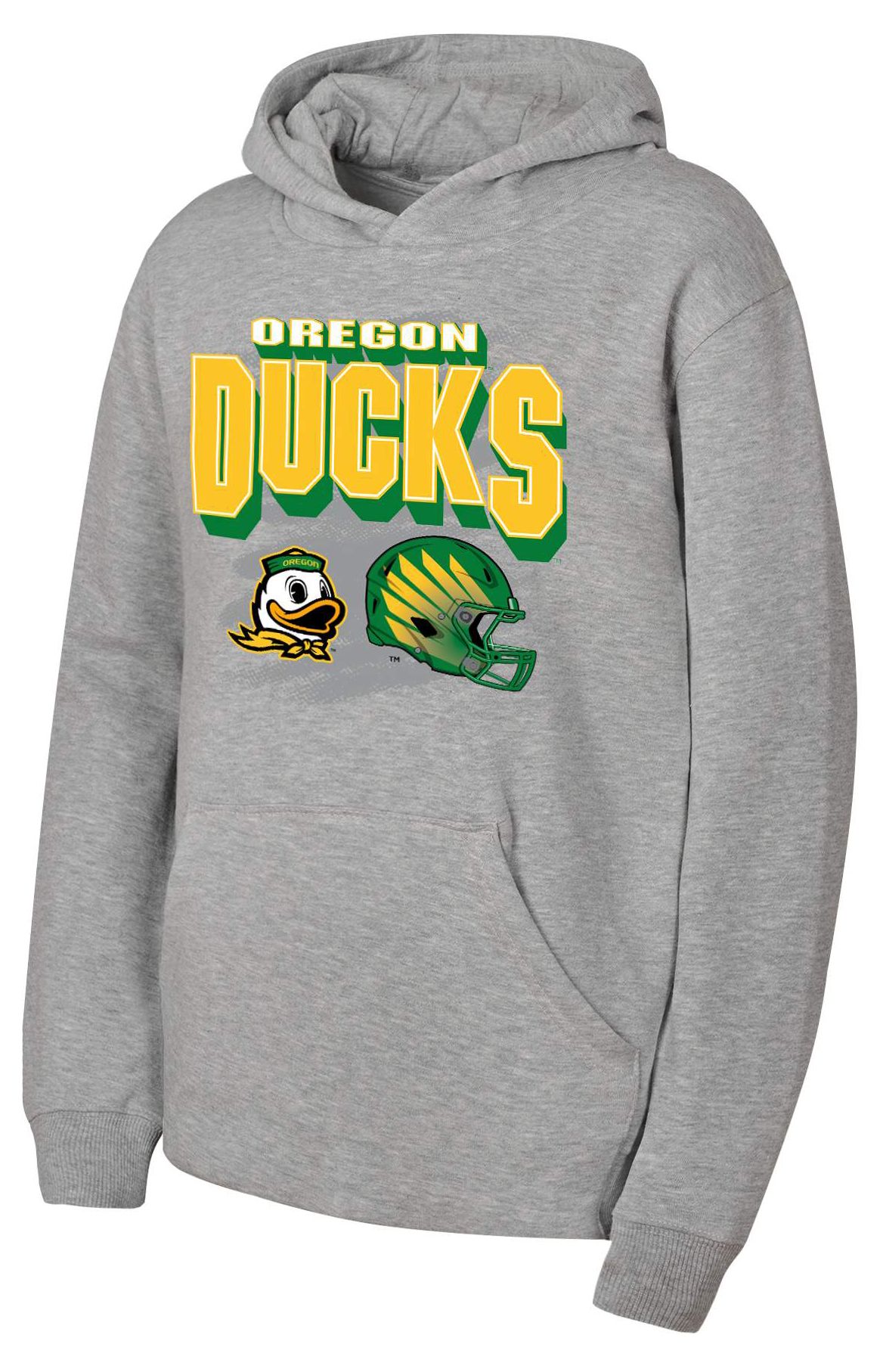 NCAA Youth Oregon Ducks Heather Gray Throwdown Crewneck Sweatshirt