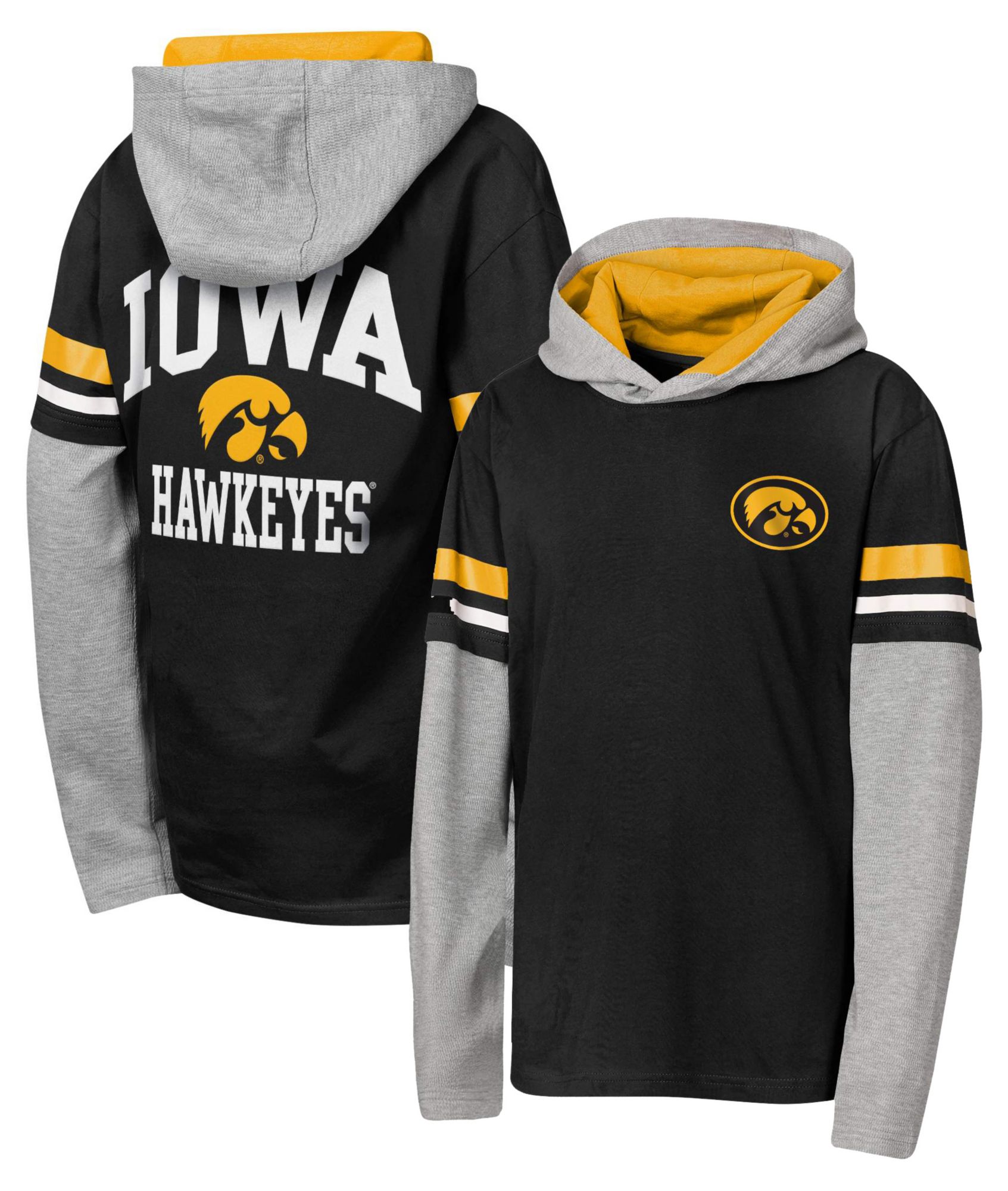 NCAA Youth Iowa Hawkeyes Black Fair Catch Hoodie