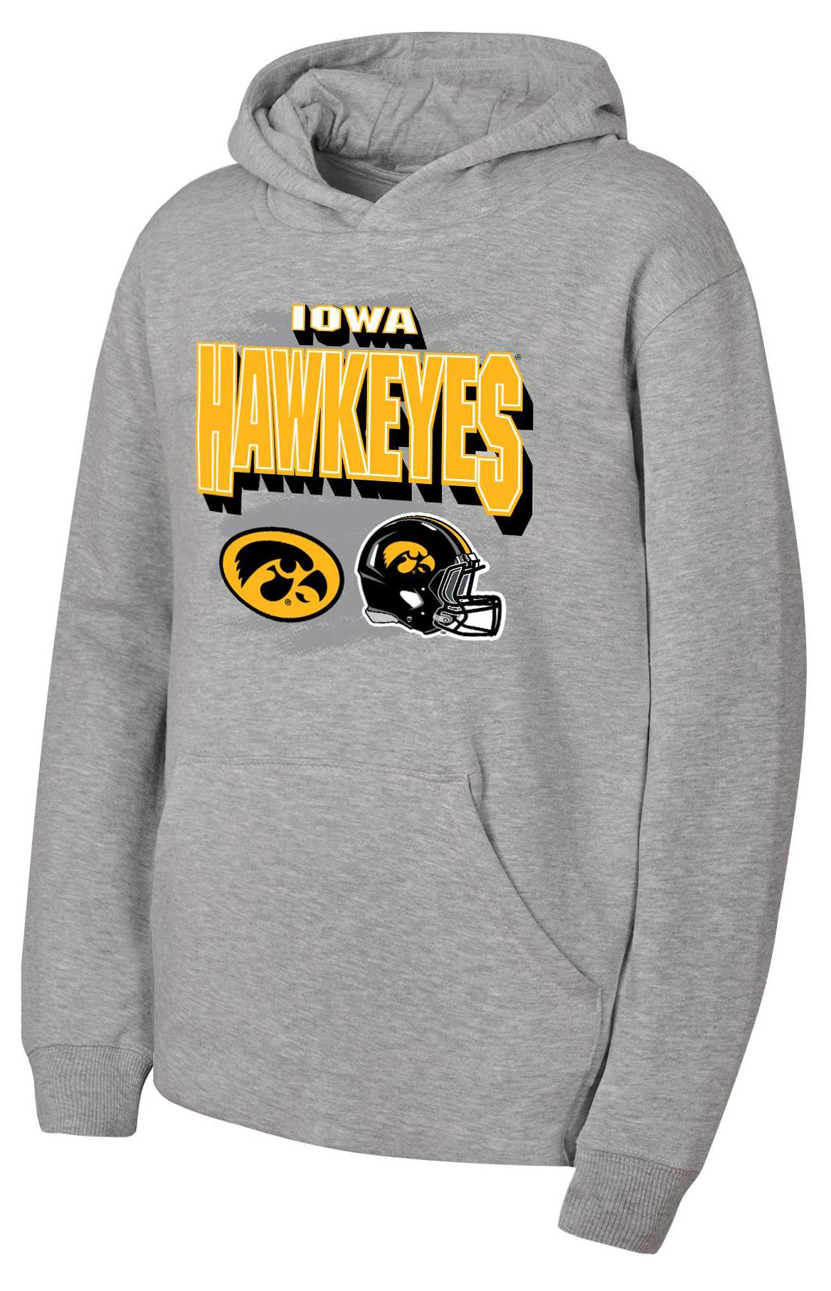 NCAA Youth Iowa Hawkeyes Heather Gray Throwdown Crewneck Sweatshirt