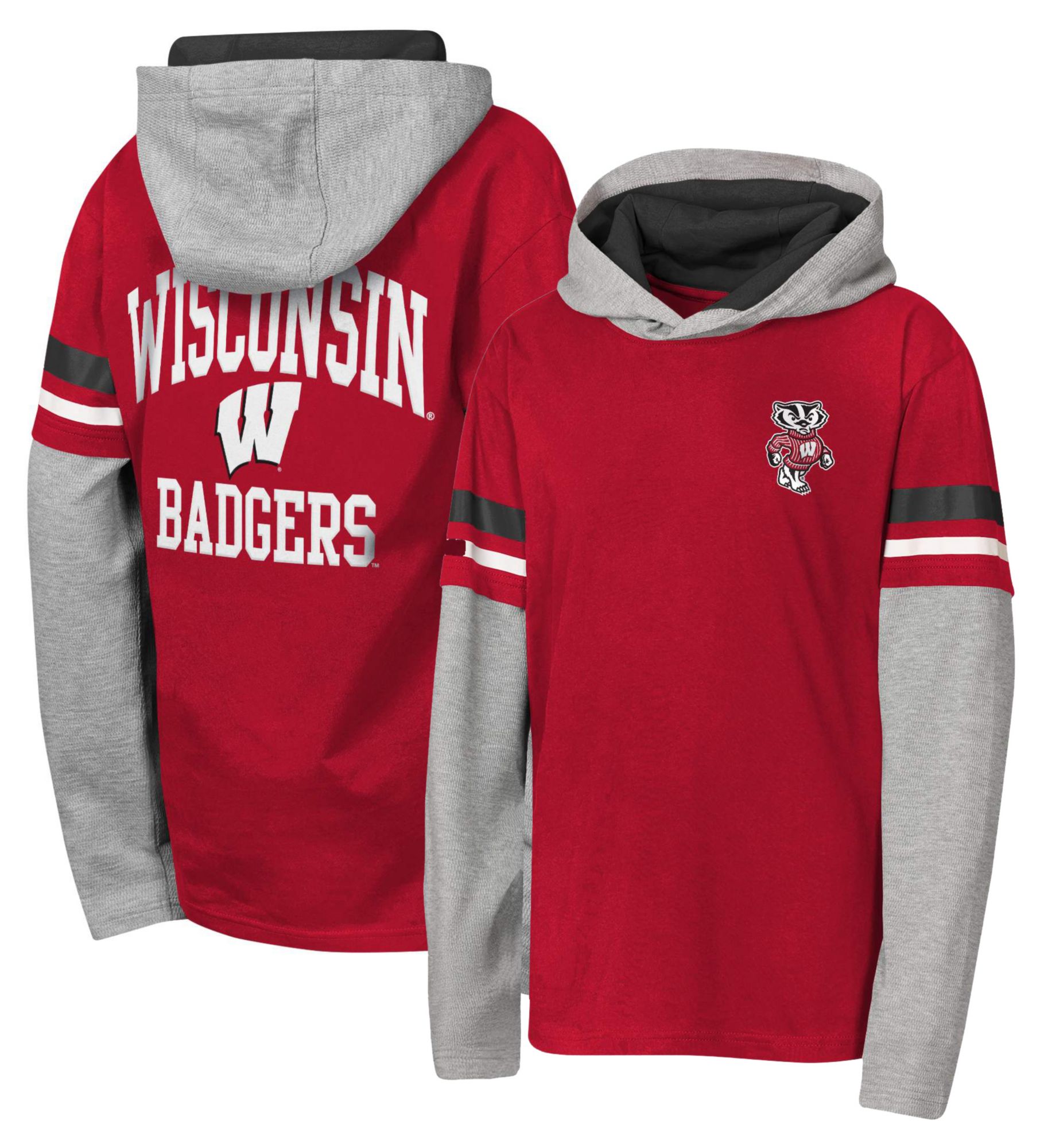 NCAA Youth Wisconsin Badgers Red Fair Catch Hoodie