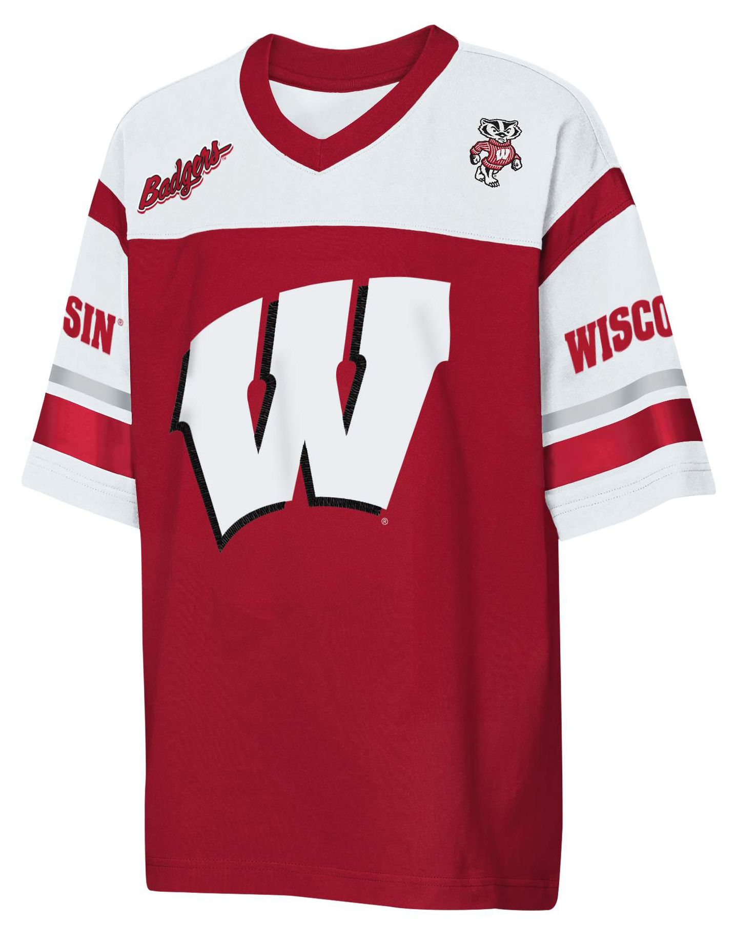 NCAA Youth Wisconsin Badgers Red Chop Block Jersey