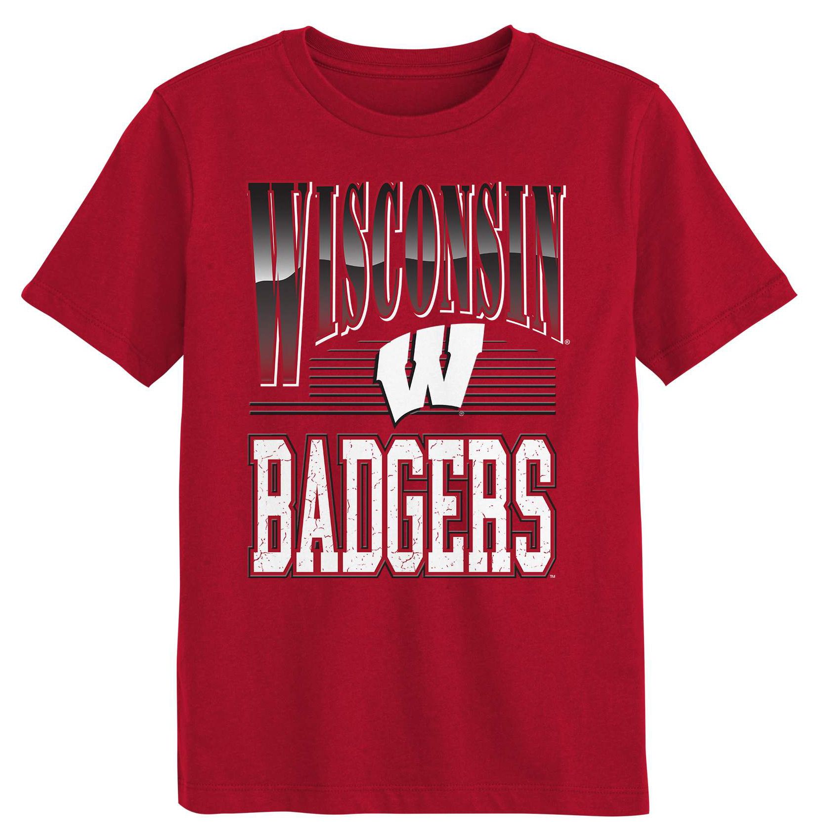NCAA Youth Wisconsin Badgers Red Chrome Header T-Shirt
