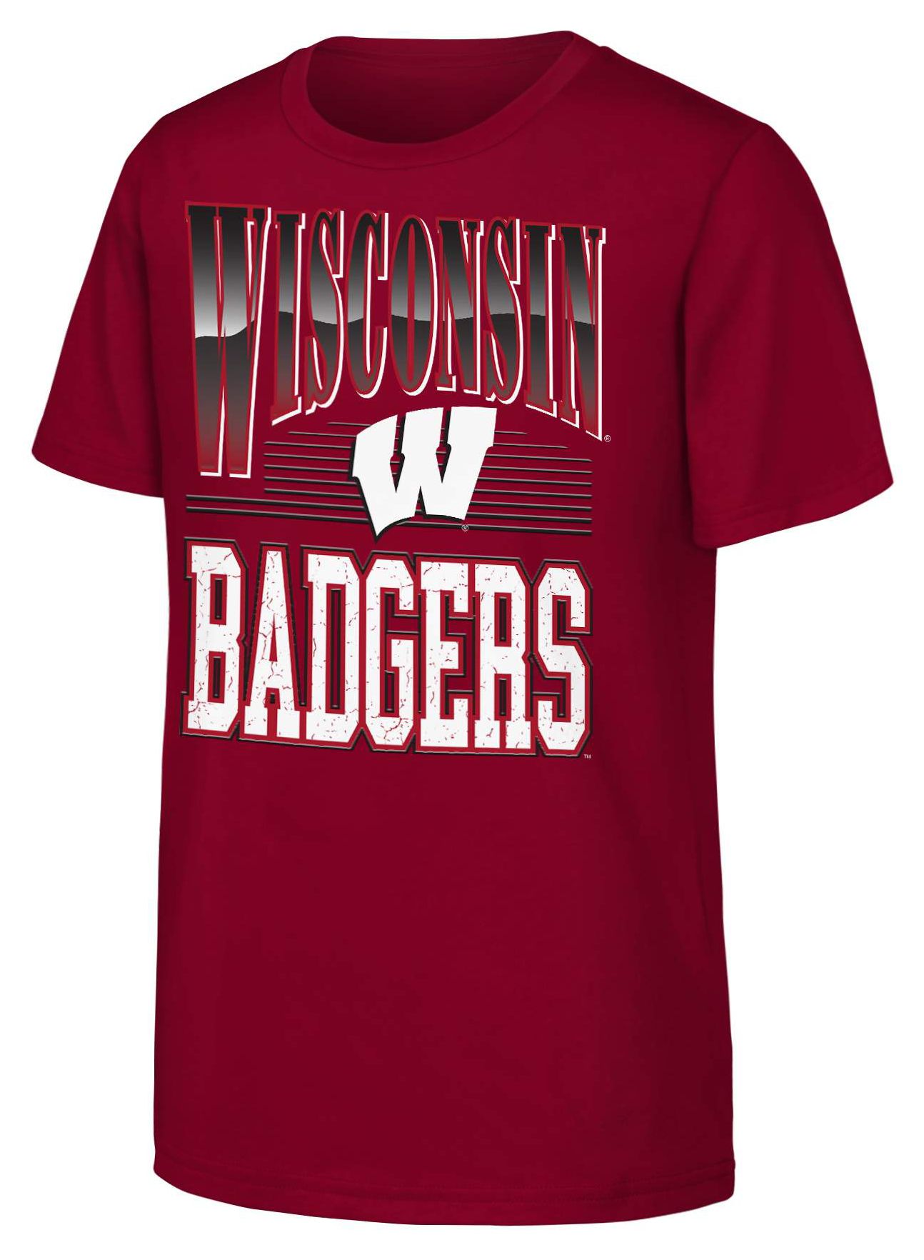 NCAA Youth Wisconsin Badgers Red Chrome Header T-Shirt