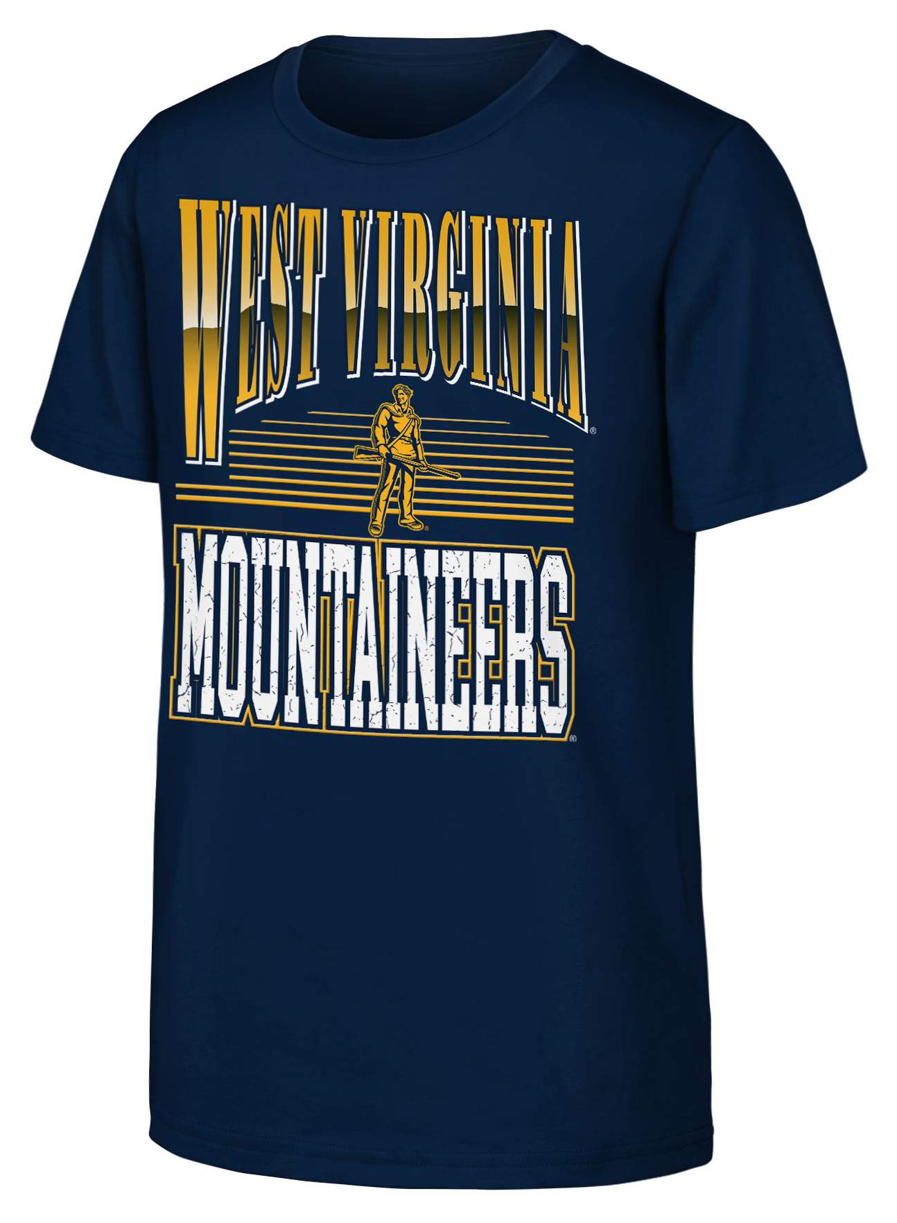 NCAA Youth West Virginia Mountaineers Navy Chrome Header T-Shirt