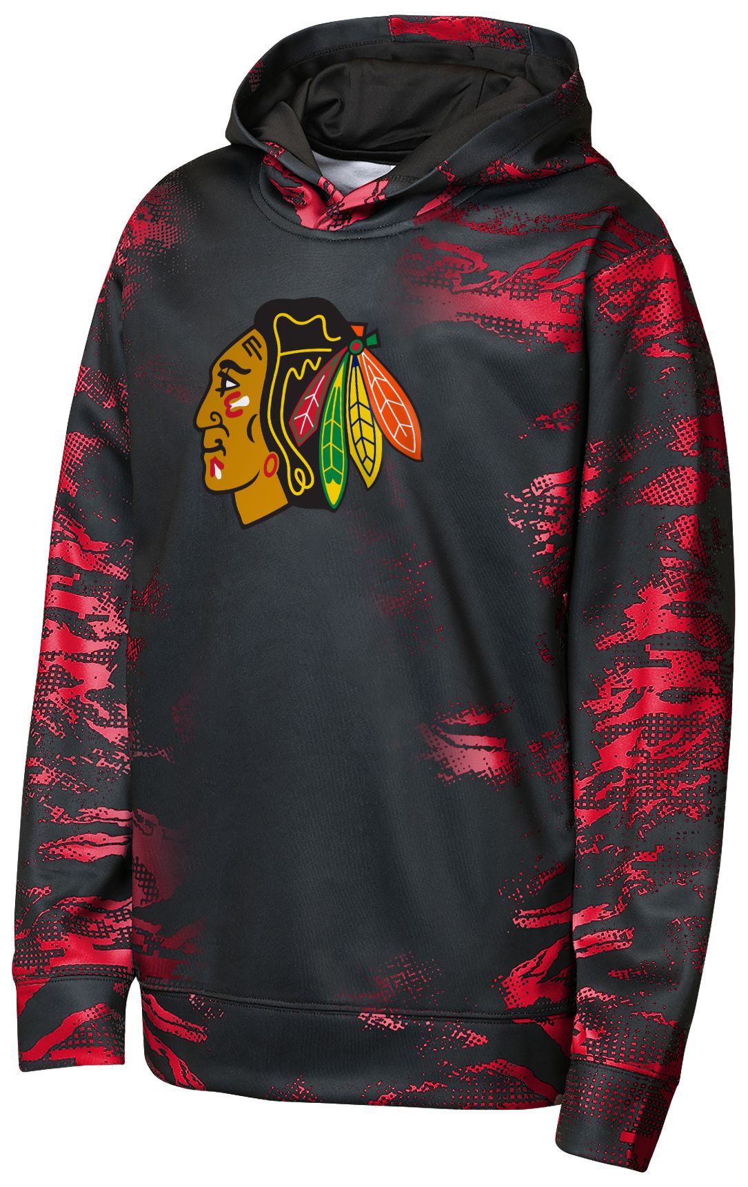 NHL Team Apparel Youth Chicago Blackhawks Black Dynamics Pullover Hoodie