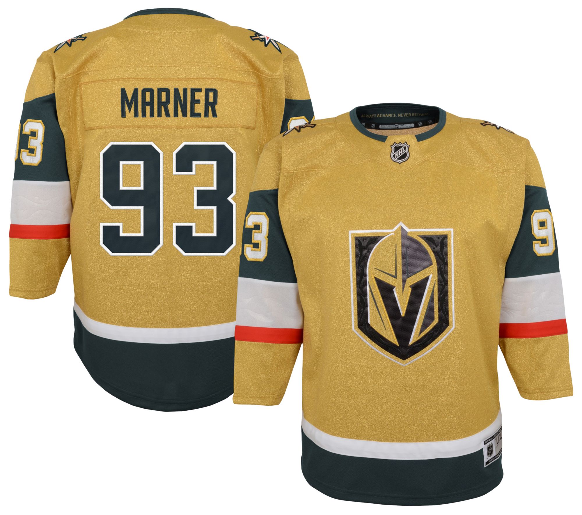 NHL Youth Vegas Golden Knights Mitch Marner #93 Gold Home Premier Jersey