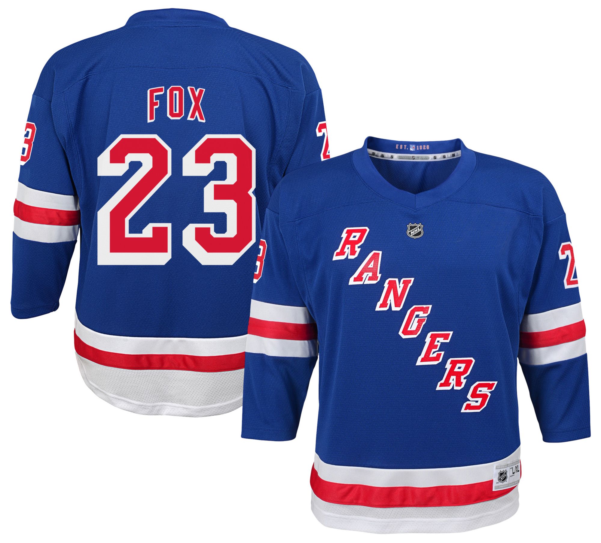 NHL Youth New York Rangers Adam Fox #23 Blue Home Replica Jersey