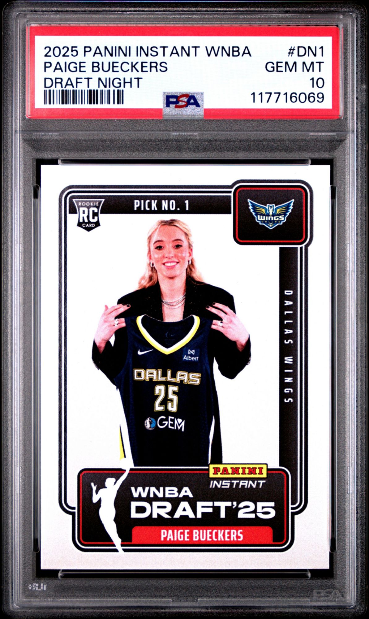2025 Panini Instant WNBA Draft Night Dn1 Paige Bueckers PSA 10