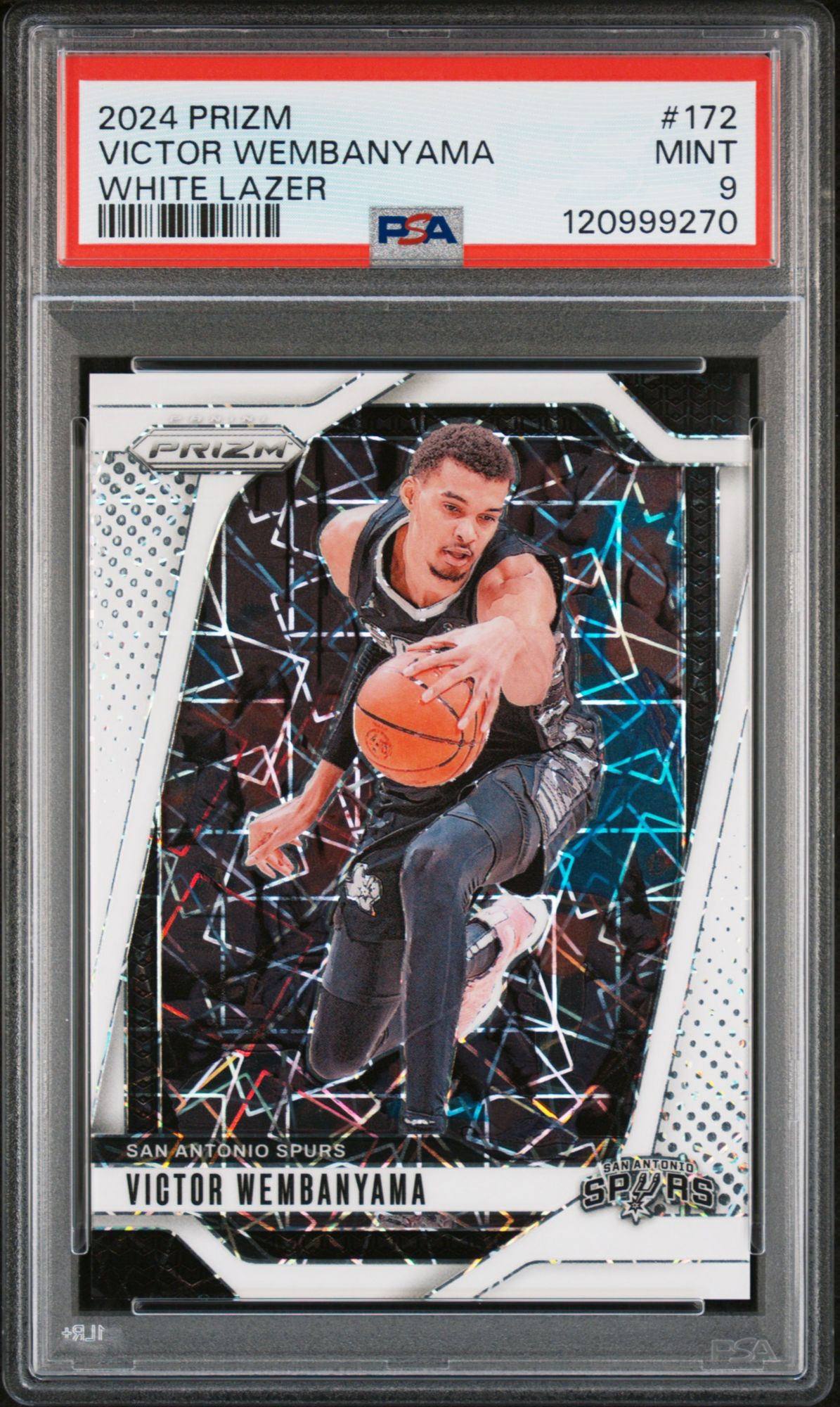 2024 Panini Prizm 172 Victor Wembanyama White Lazer PSA 9