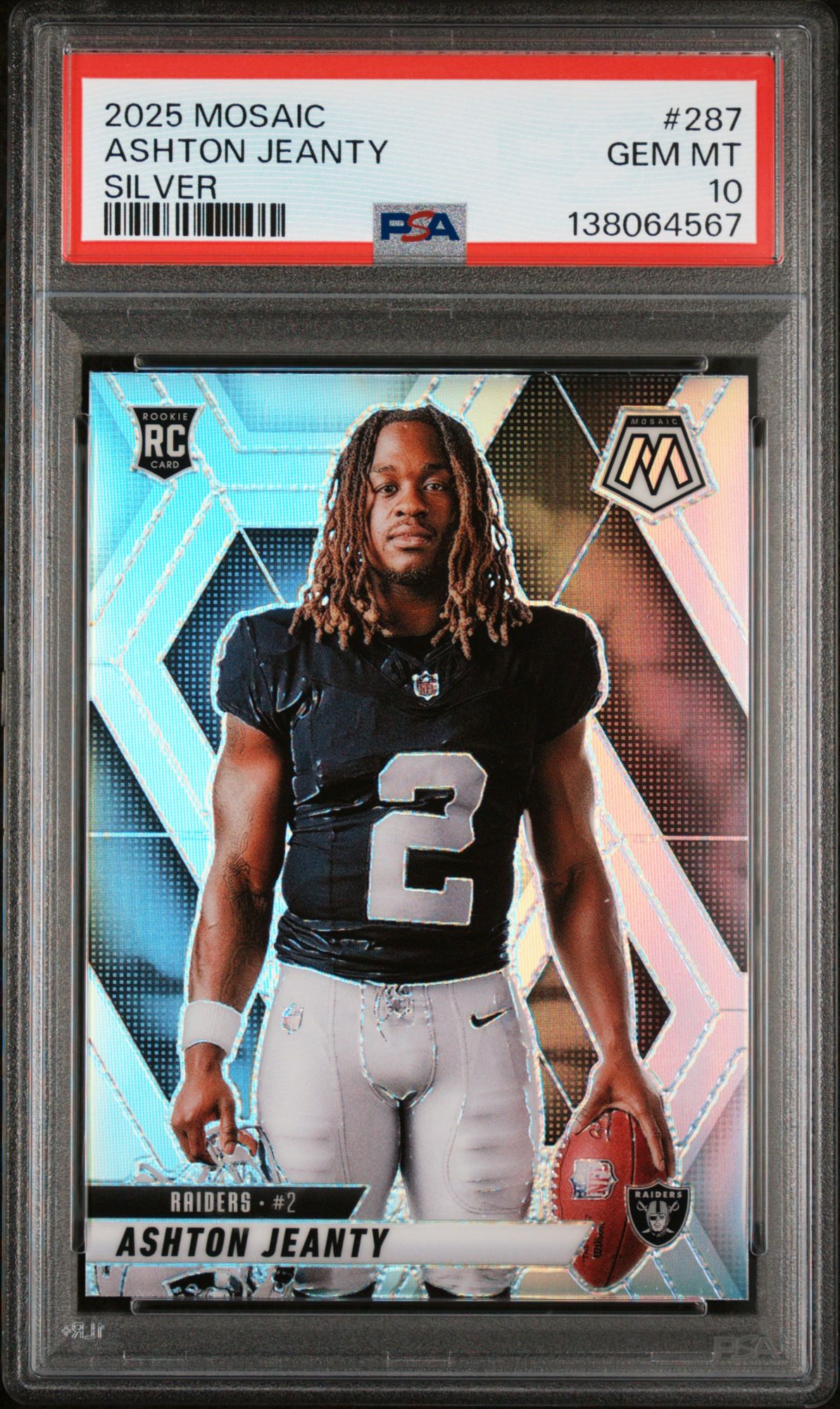 2025 Panini Mosaic 287 Ashton Jeanty Silver PSA 10