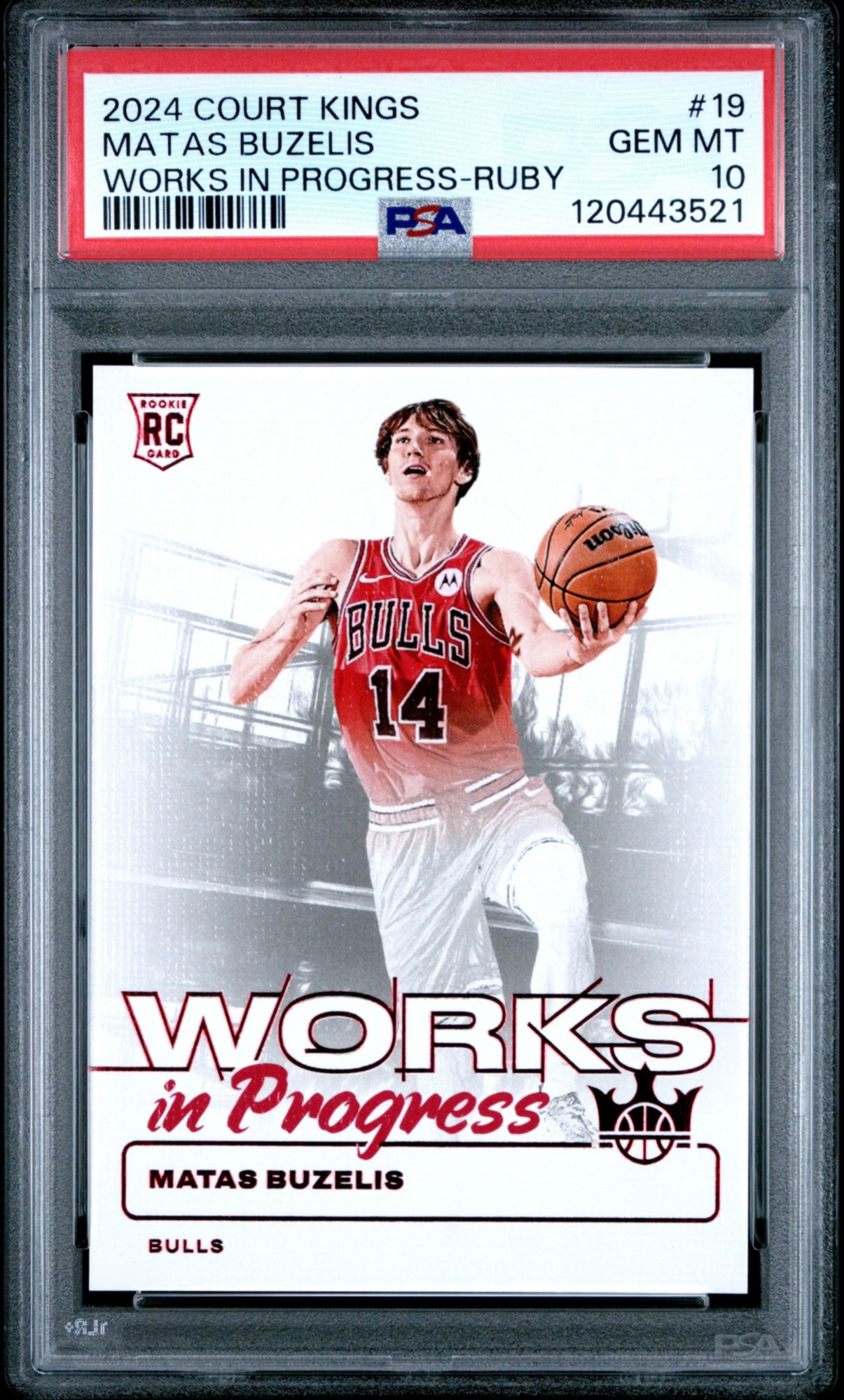2024 Panini Court Kings Works In Progress 19 Matas Buzelis Ruby PSA 10