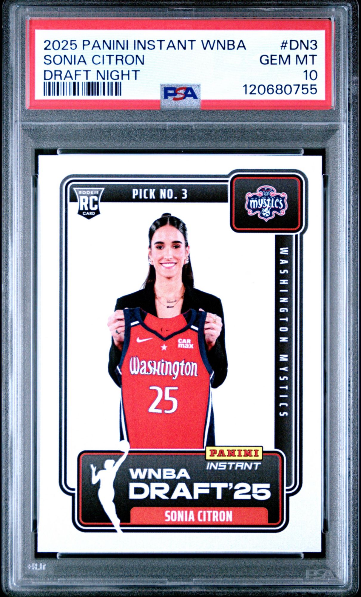 2025 Panini Instant WNBA Draft Night DN3 Sonia Citron PSA 10