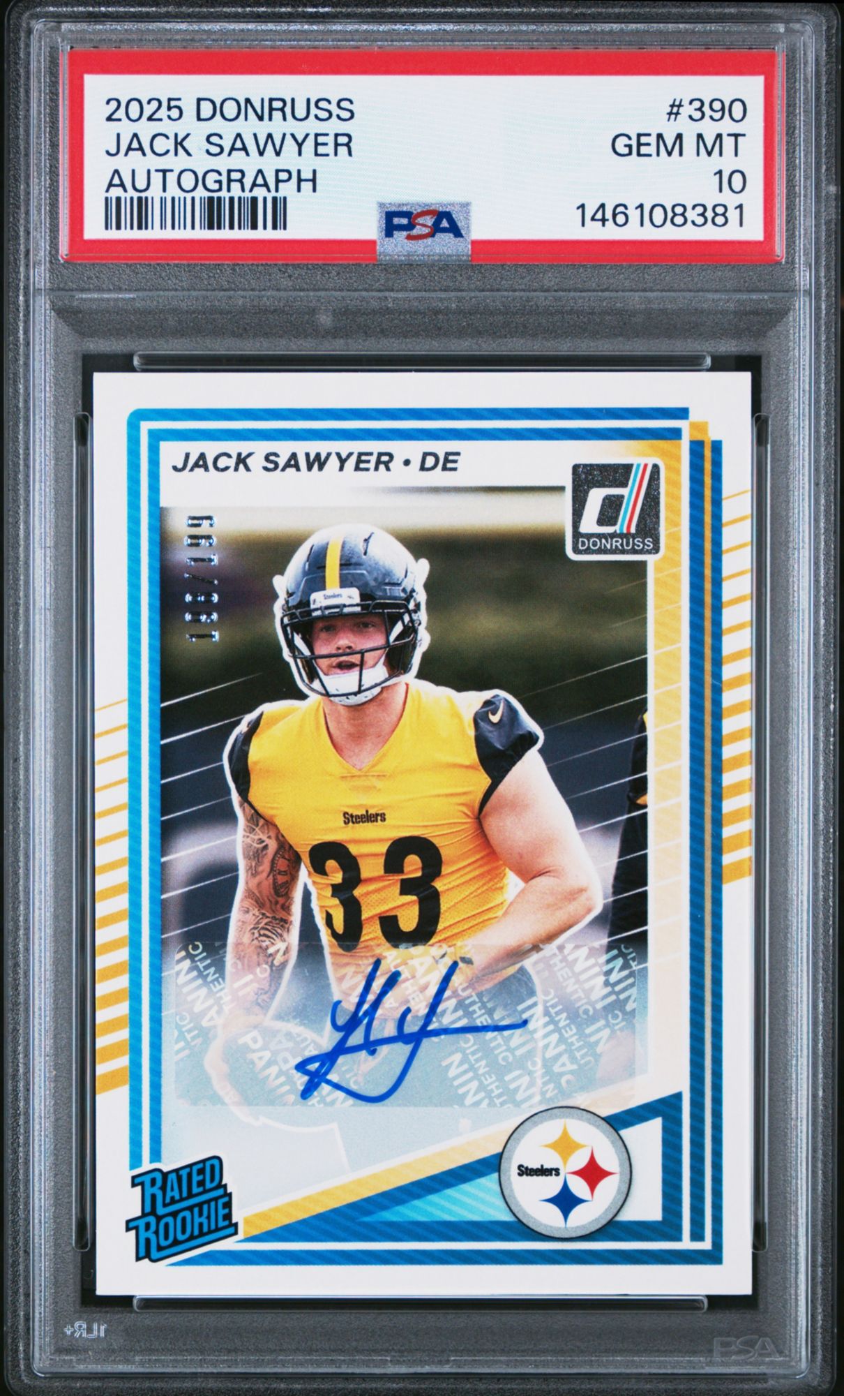 2025 Panini Donruss 390 Jack Sawyer Autograph PSA 10