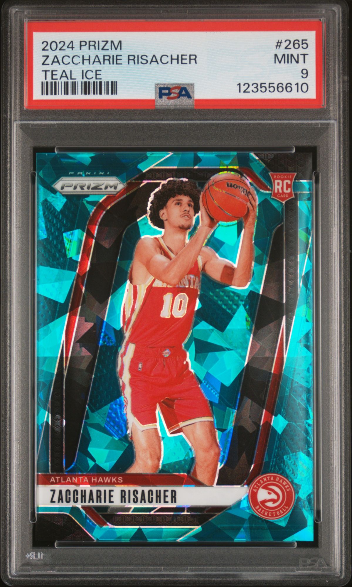 2024 Panini Prizm 265 Zaccharie Risacher Teal Ice PSA 9