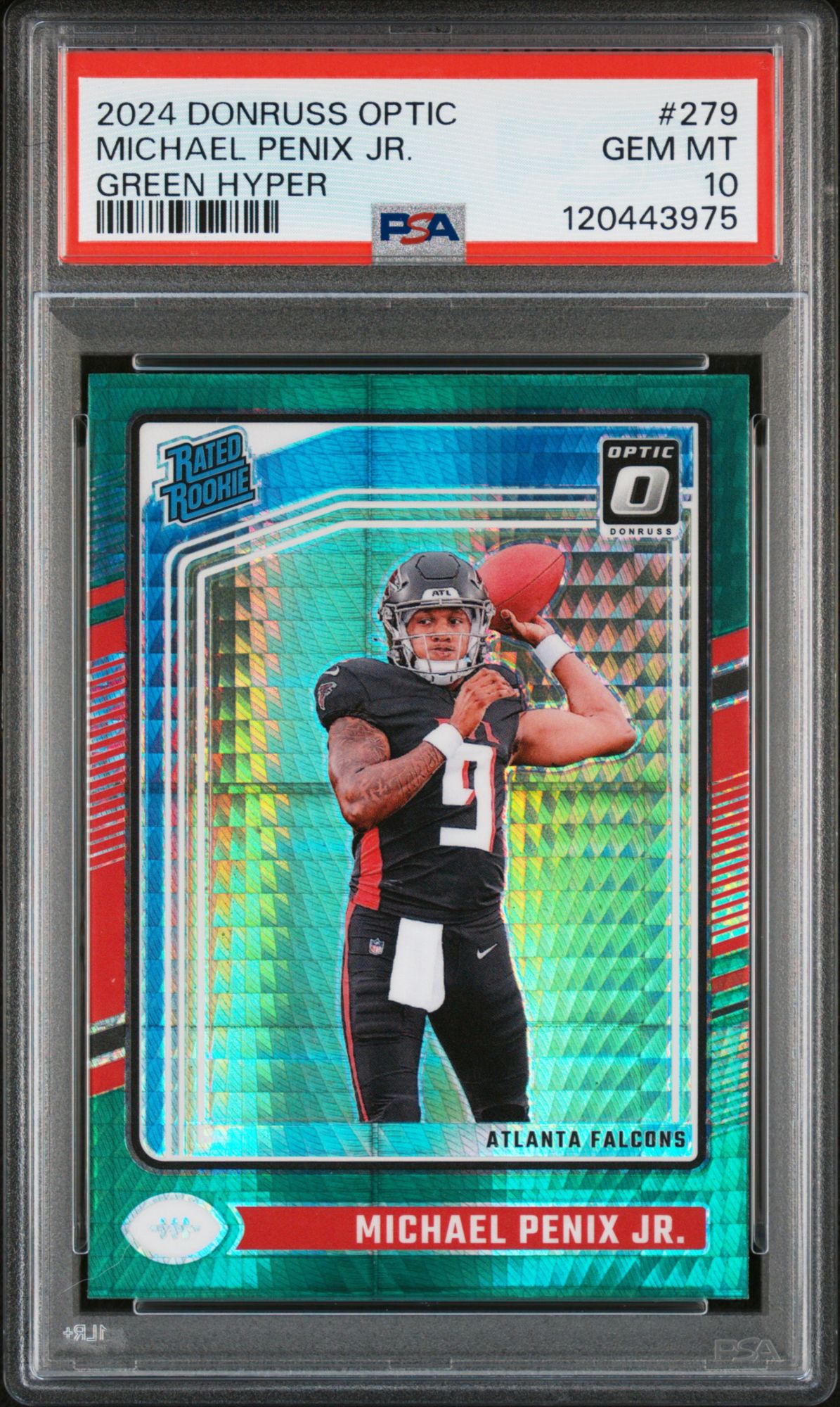 2024 Panini Donruss Optic 279 Michael Penix Jr. Green Hyper PSA 10