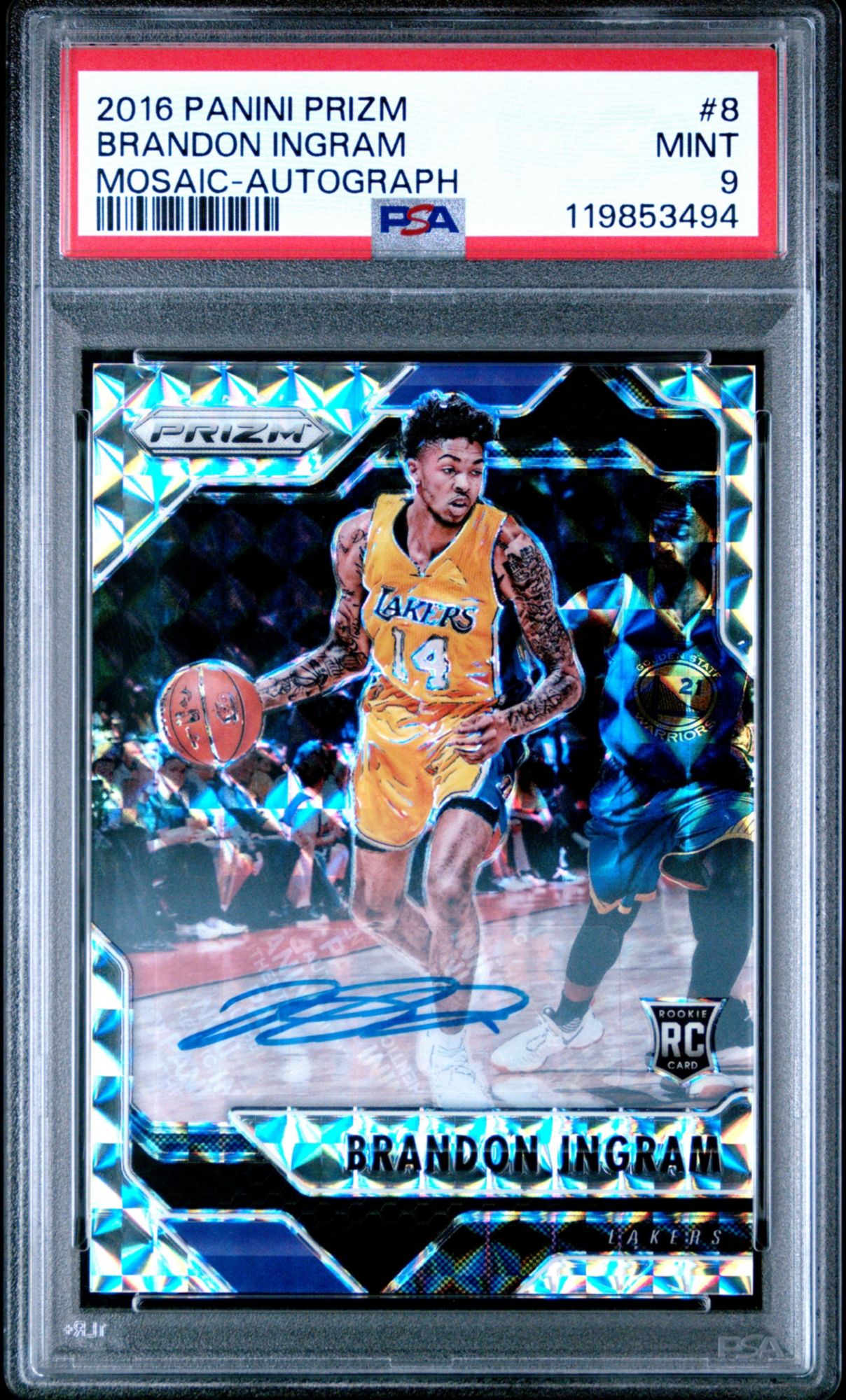 2016 Panini Prizm Mosaic 8 Brandon Ingram Autograph PSA 9